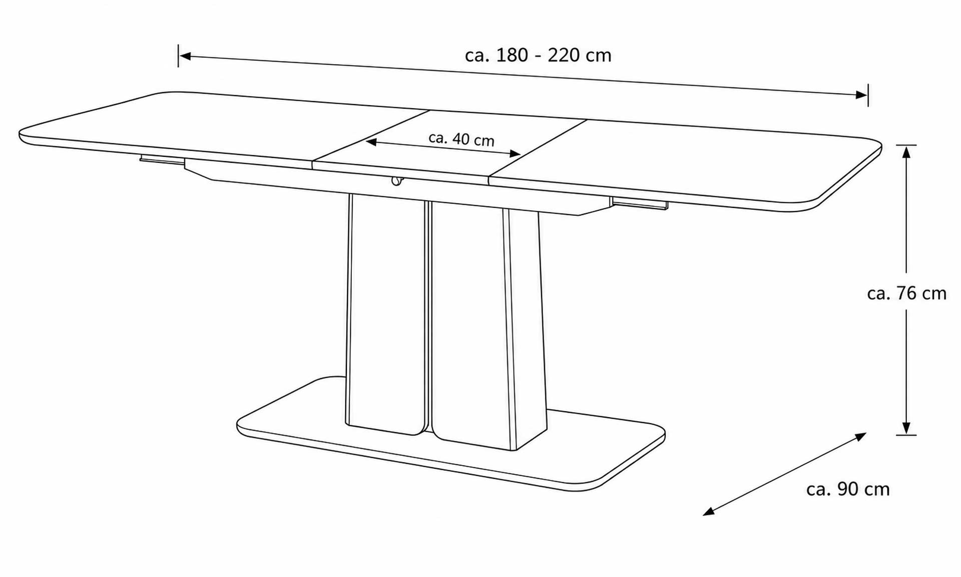 Ausziehtisch in Charaktereiche, 180 - 220 cm