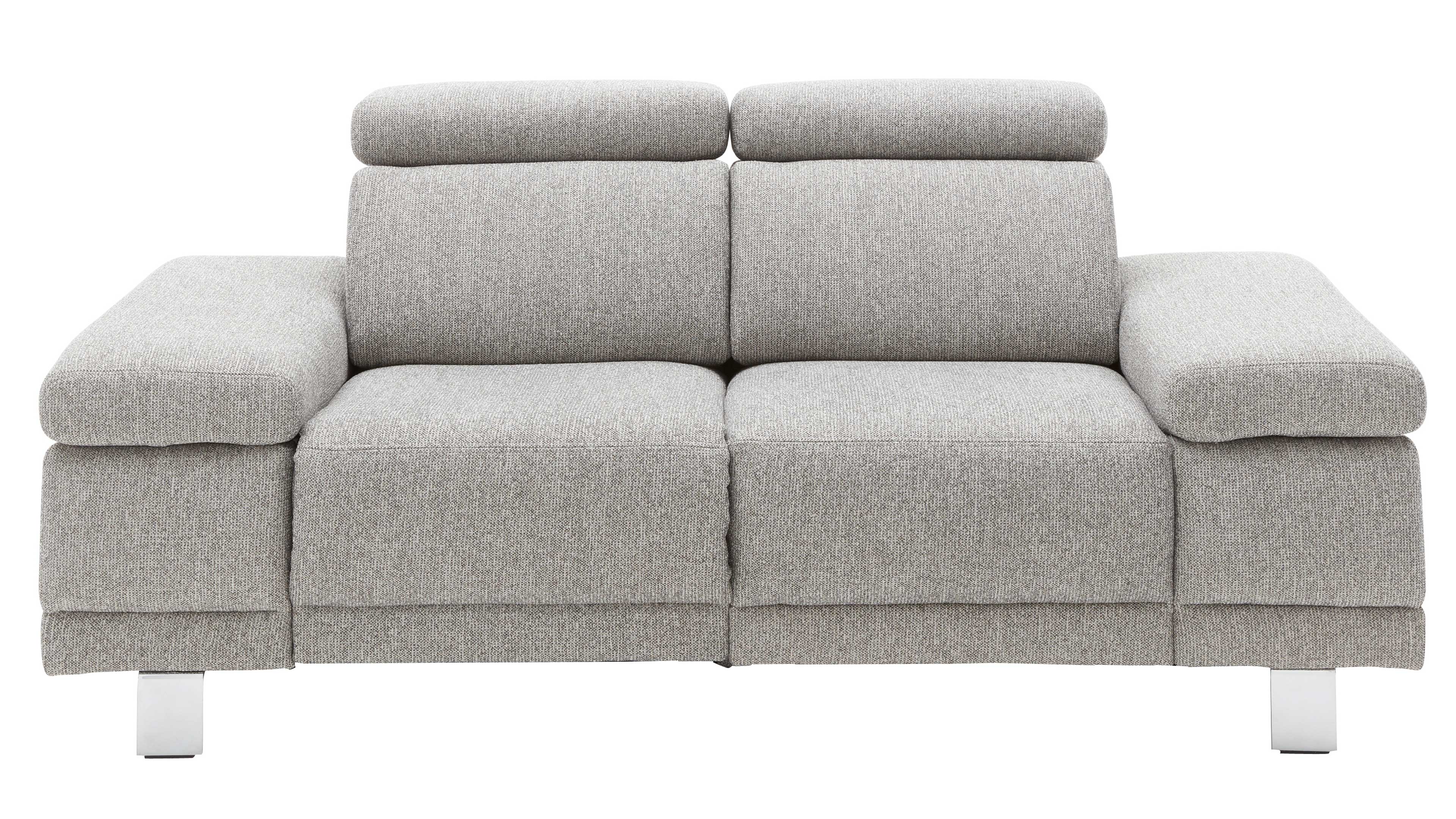 Stahlgraues Zweisitzer-Sofa mit glänzenden Metallfüßen