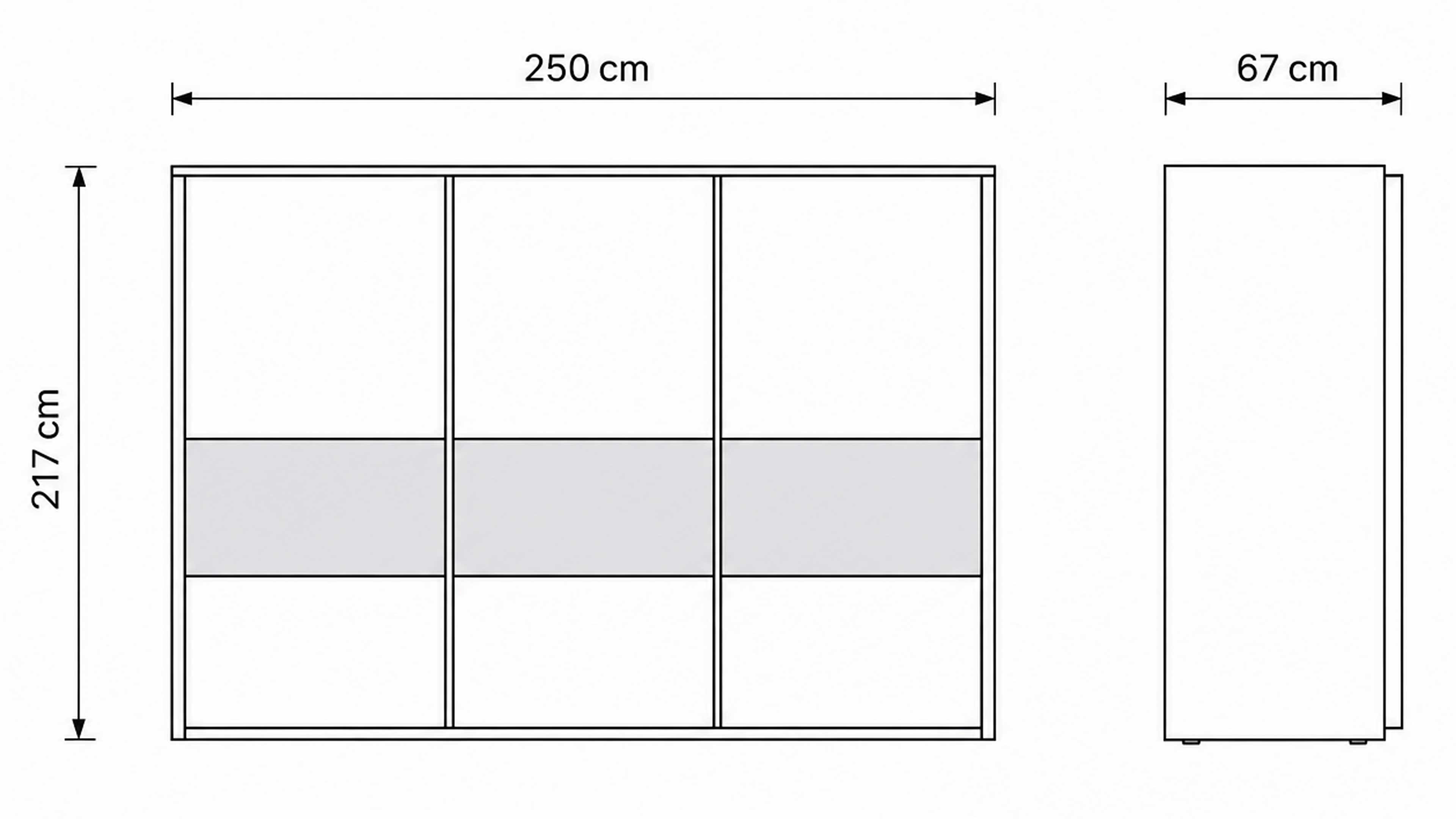 Schwebetürenschrank in Champagnerglas, Eiche Bianco und Riffholz mit großflächigem Stauraum für das Schlafzimmer