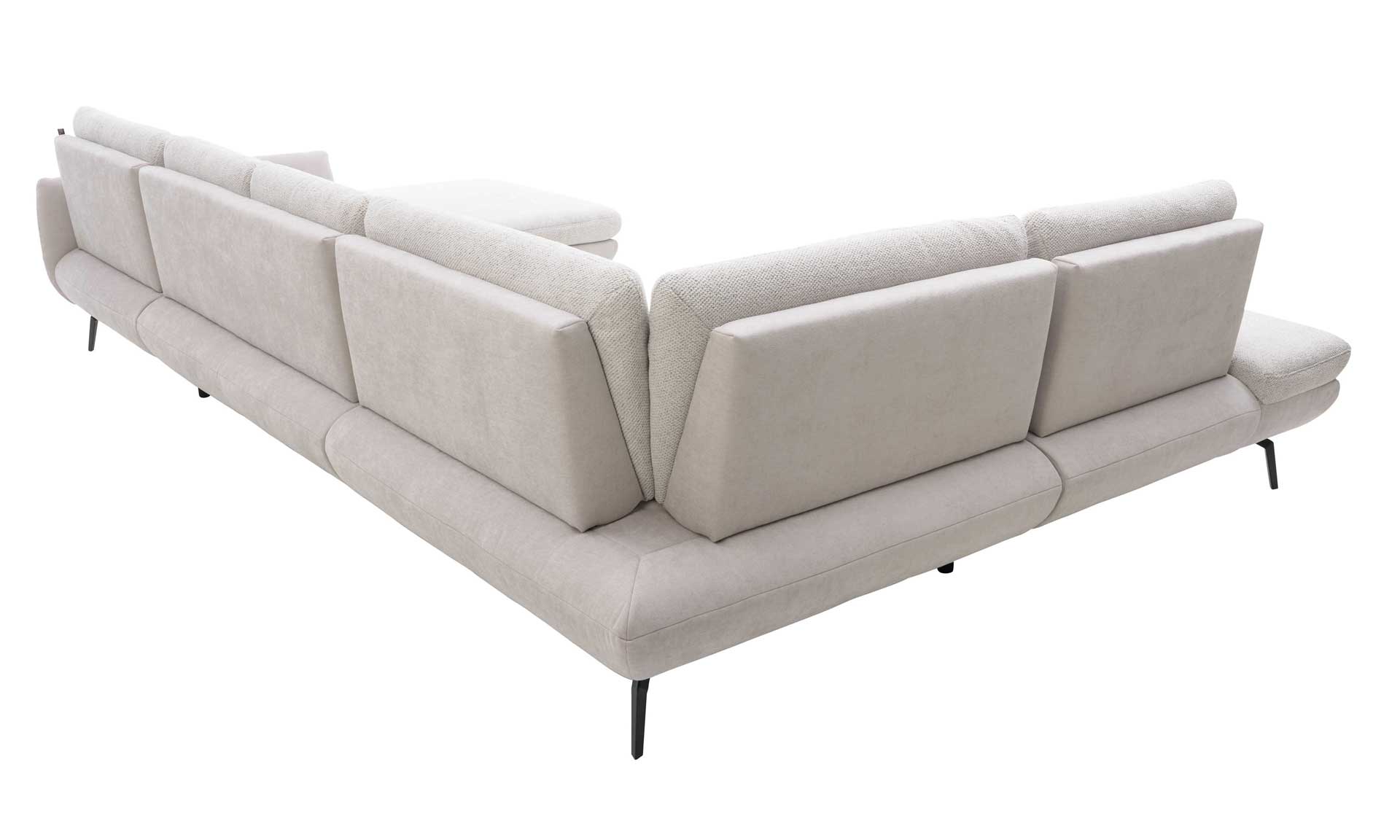 Wohnlandschaft in U-Form mit Stoffkombination in Ecru und Silber