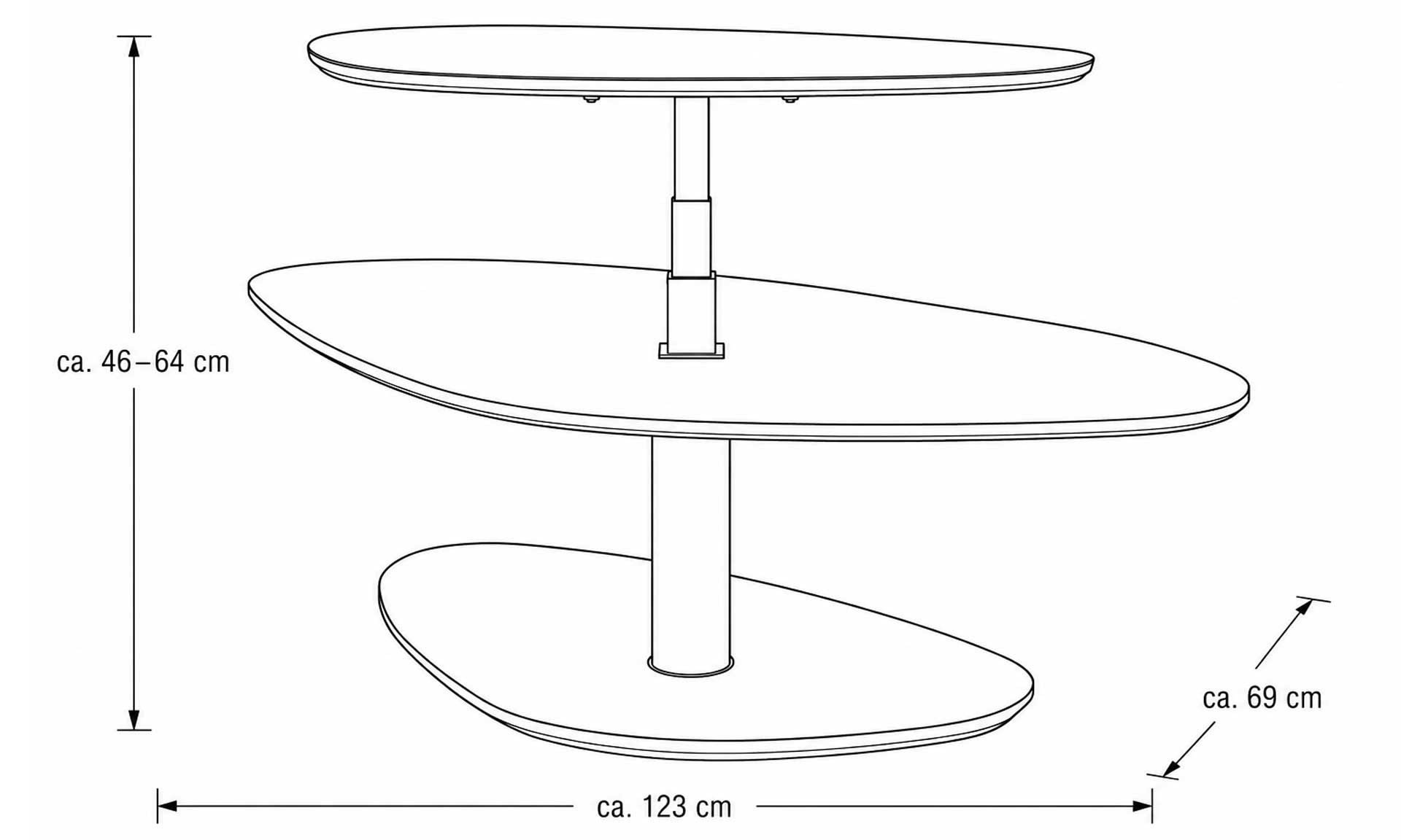 Organisch geformter Couchtisch in Anthrazit und Wildeiche