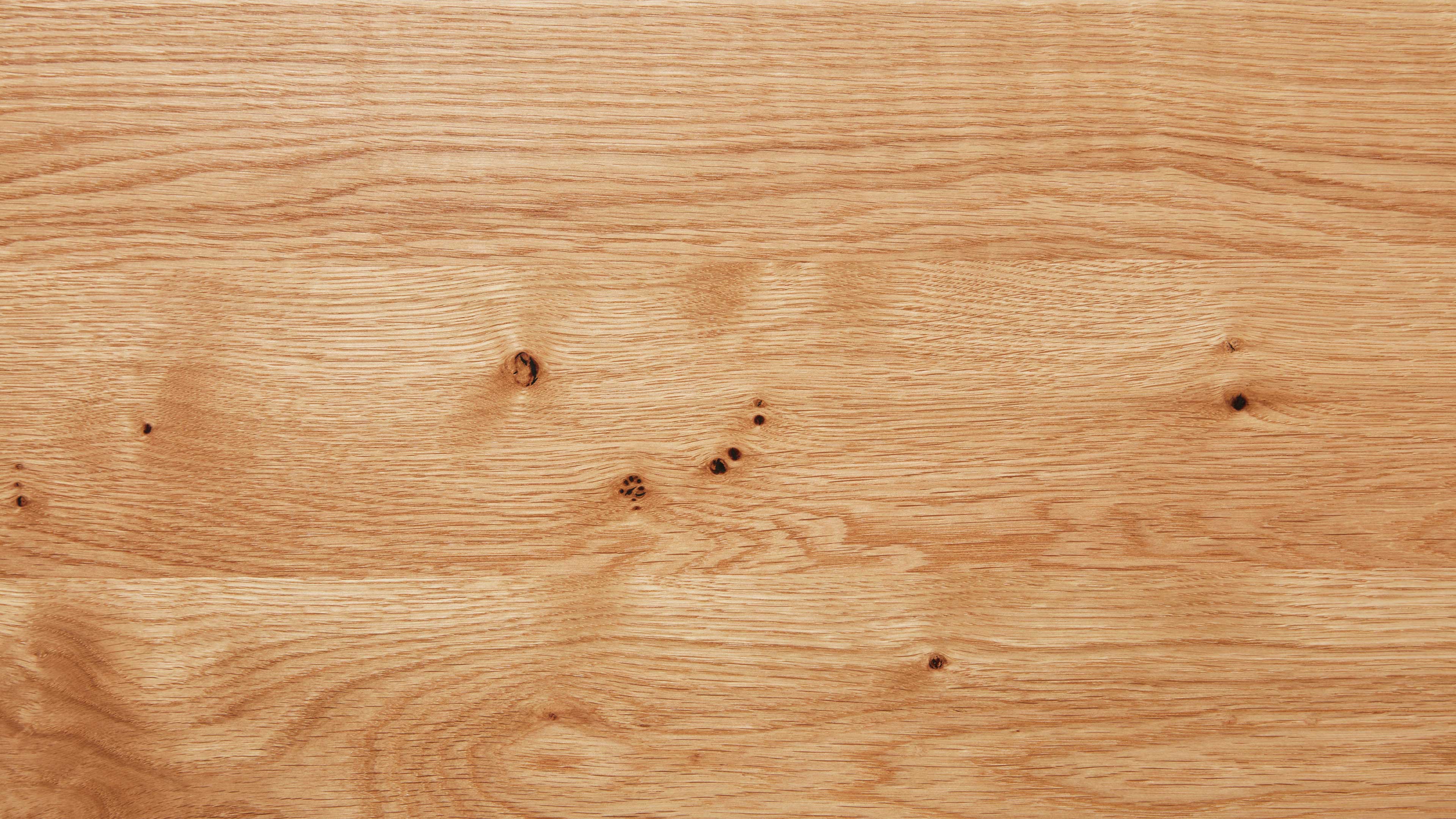 Helle Holzoberfläche mit ausgeprägter Holzmaserung, mehreren dunklen Astlöchern und unregelmäßigen Strukturen.