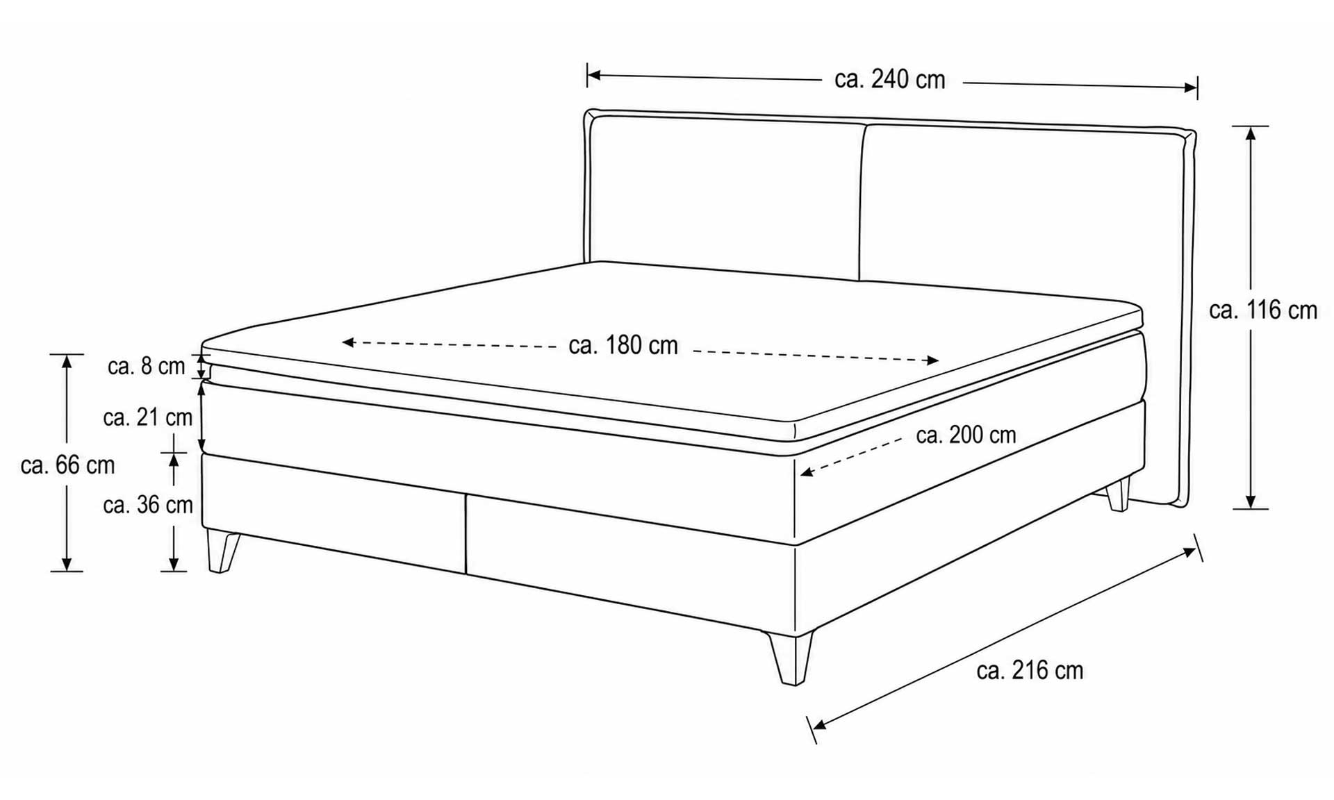 IL1420 Toni siena Boxspringbett Skizze