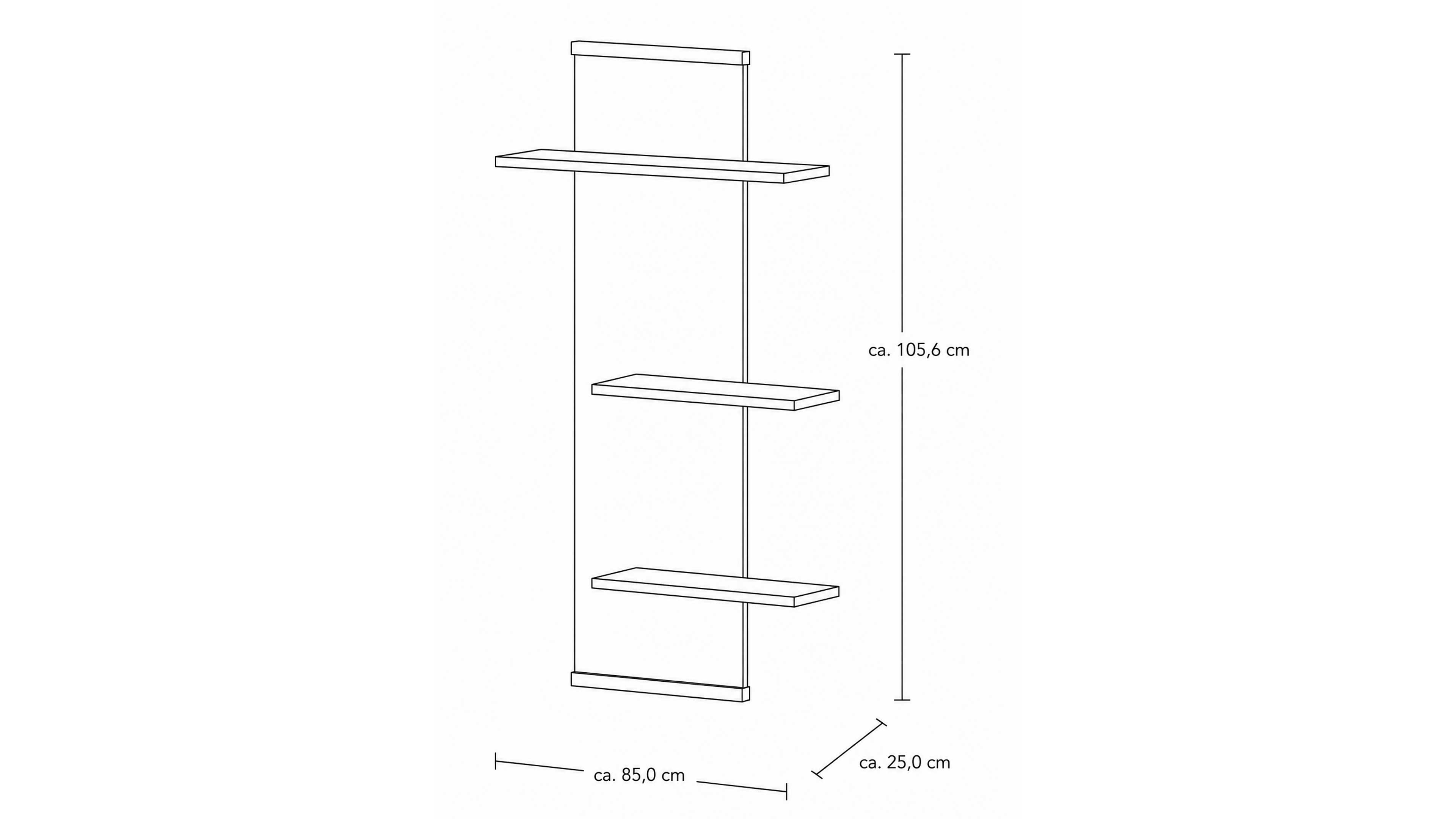 Wohnlösung mit Highboard, TV-Unterteil und Wandpaneel mit Eichefurnier und Schwarzglas