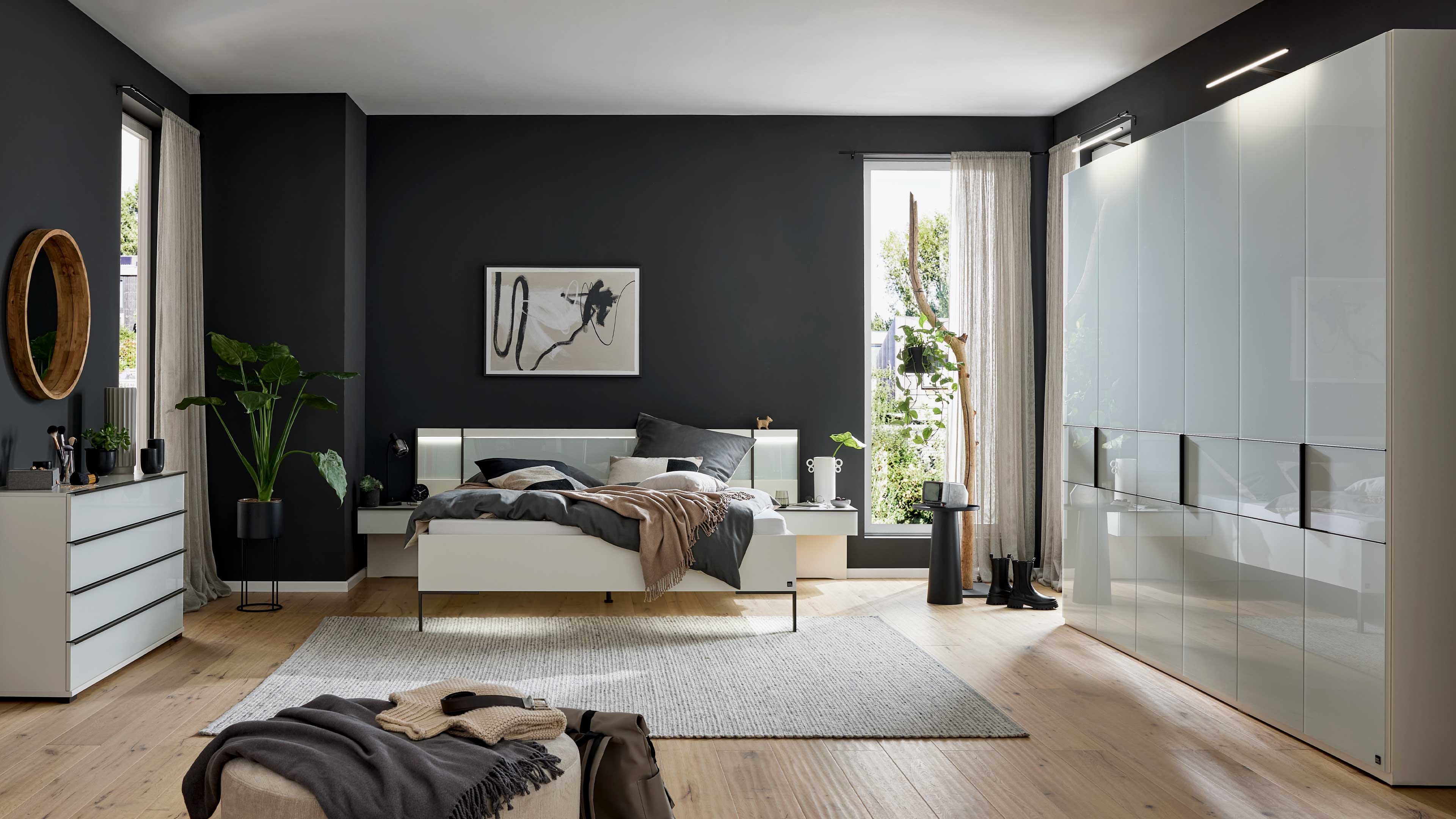 Komplett Schlafzimmer in Weiß Hochglanz