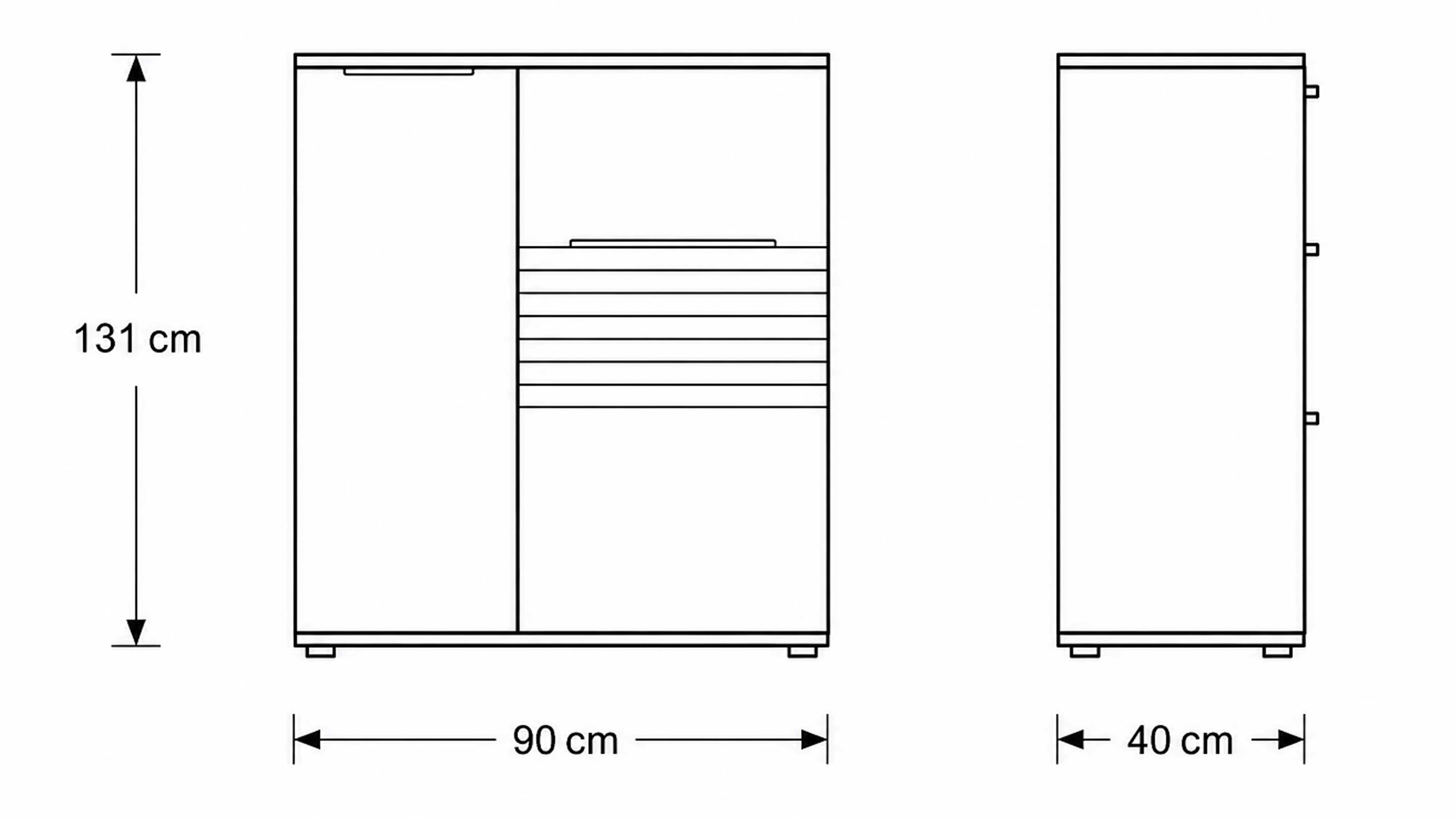 Wohnwand in Risseiche Dekor mit TV-Lowboard, Hängeschrank und Kommode für modernen Stauraum im Wohnzimmer