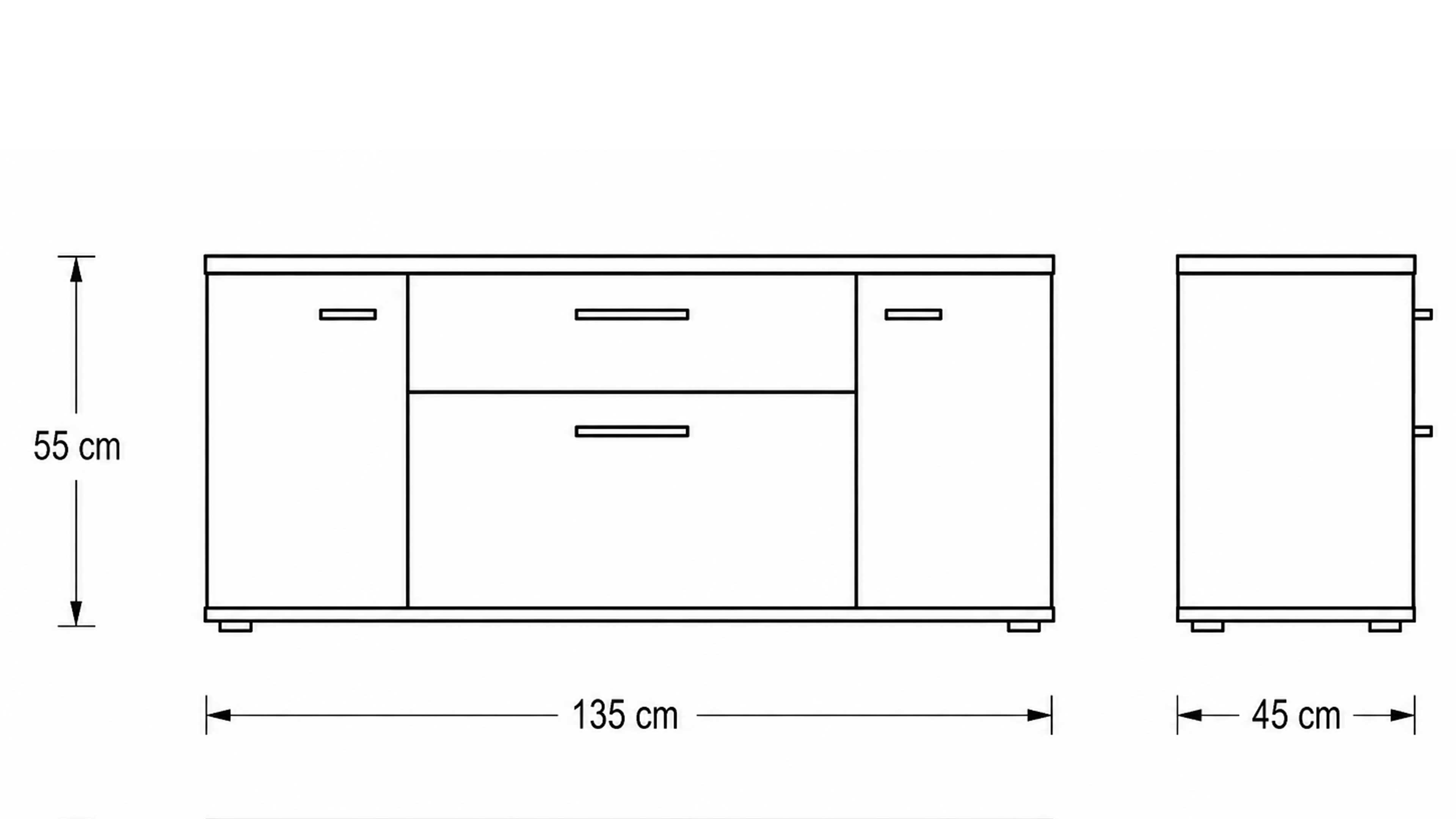 Wohnwand in Alteiche Dekor mit TV-Lowboard, Vitrine und Highboard für modernen Stauraum im Wohnzimmer