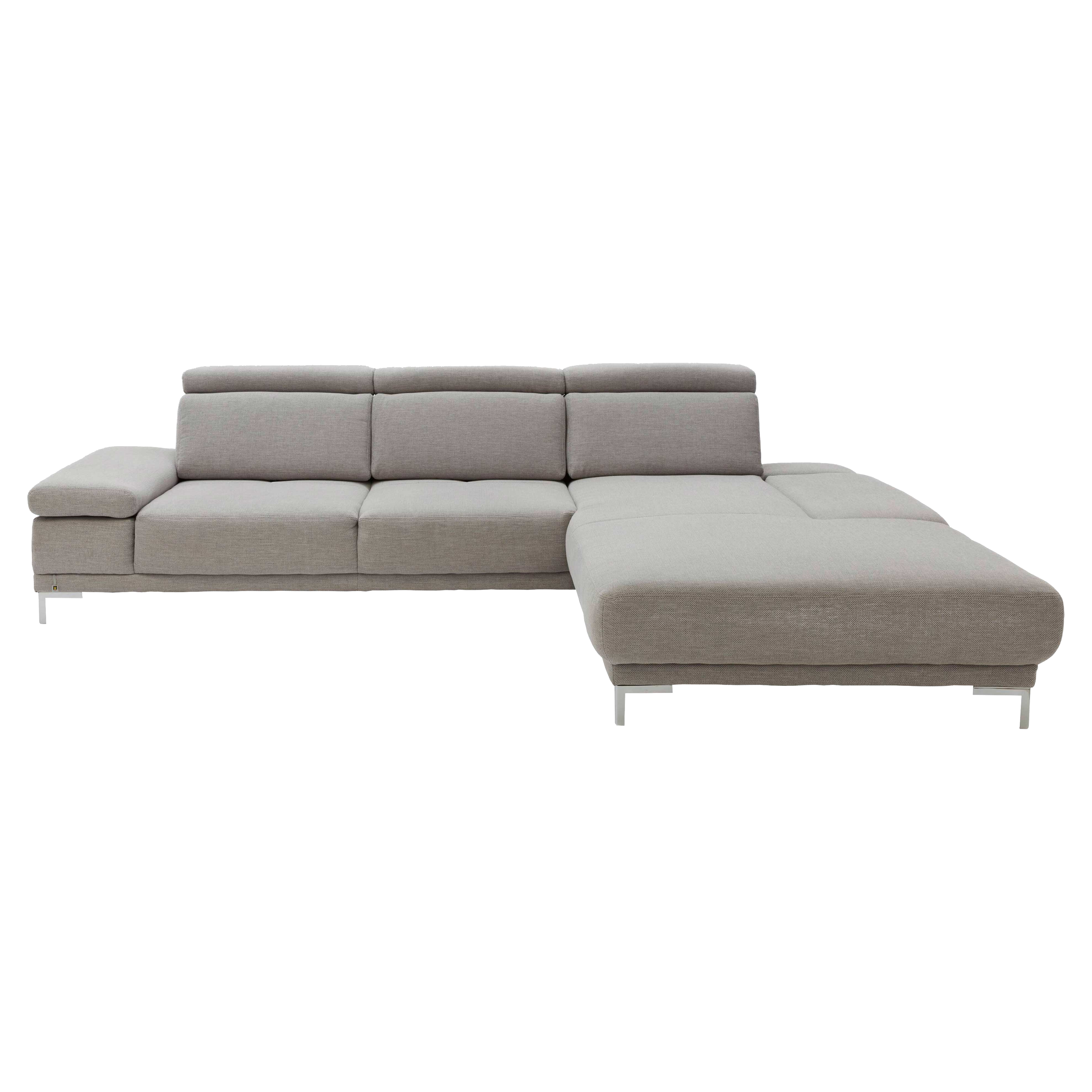Platingraues Ecksofa mit silberfarbenen Metallfüßen