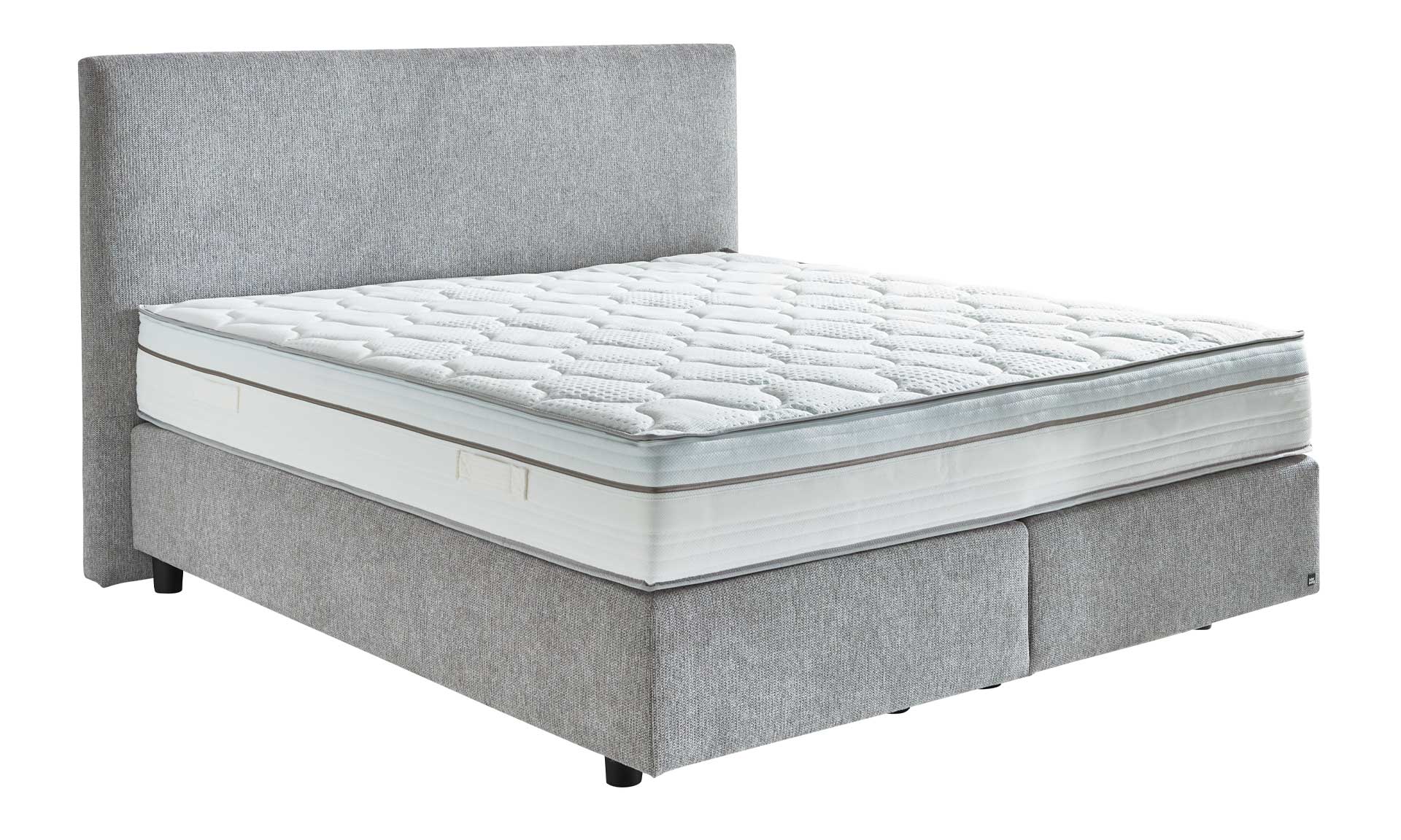 Platingraues Boxspringbett, 180 x 200 cm