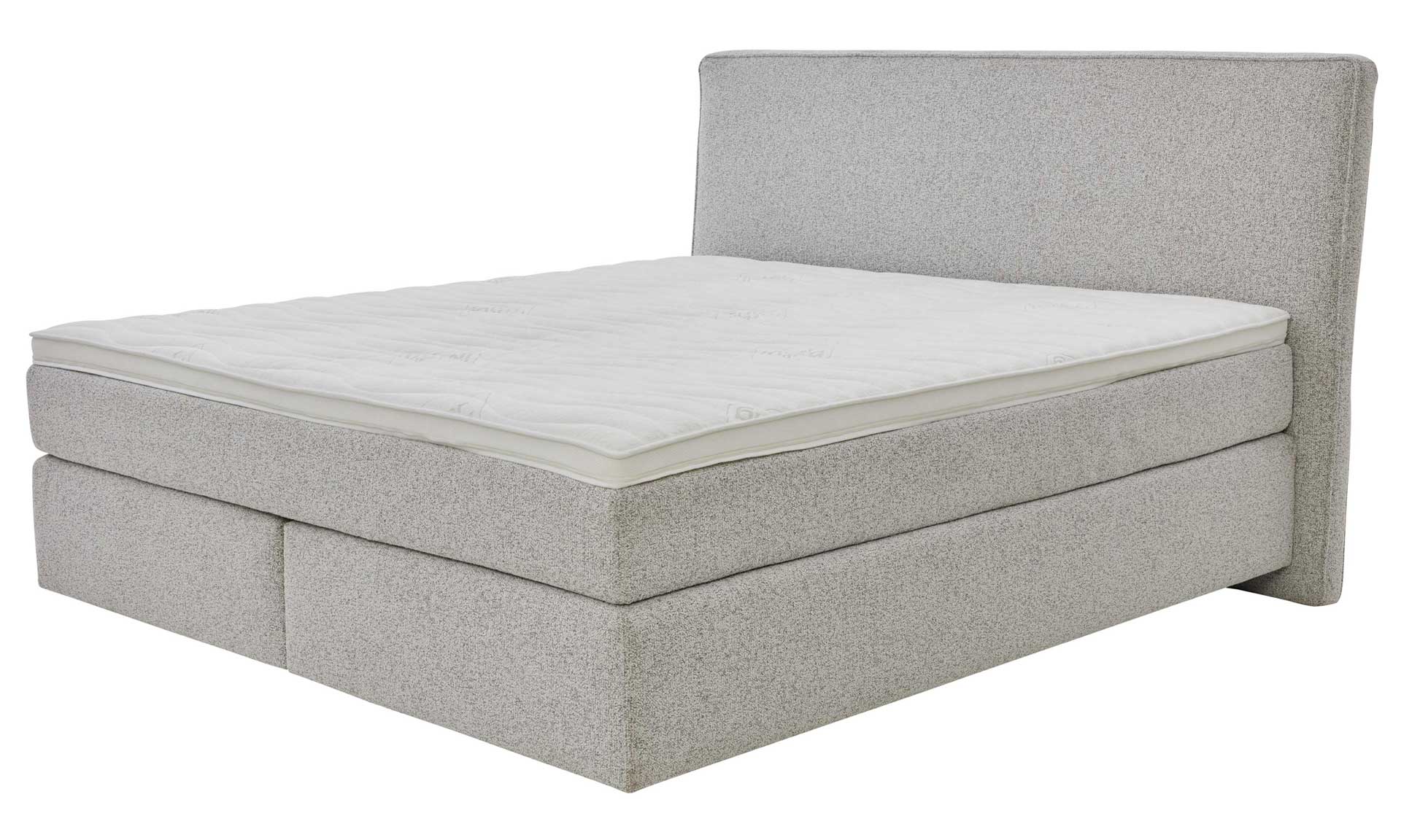 Hellgraues Boxspringbett mit Topper, 180 x 200 cm