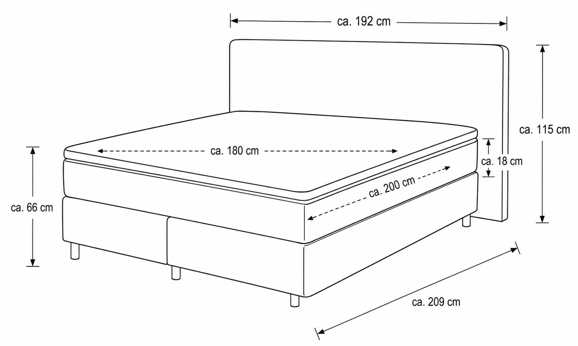 IL1420 Cleo natur Boxspringbett Skizze