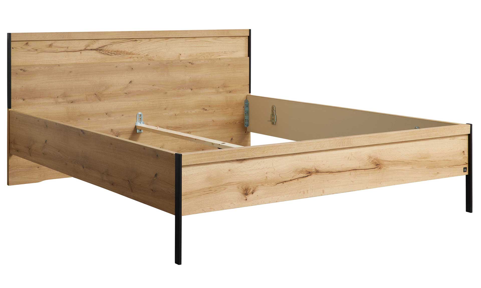 Komplettes Schlafzimmer in Beige-Grau mit heller Eiche