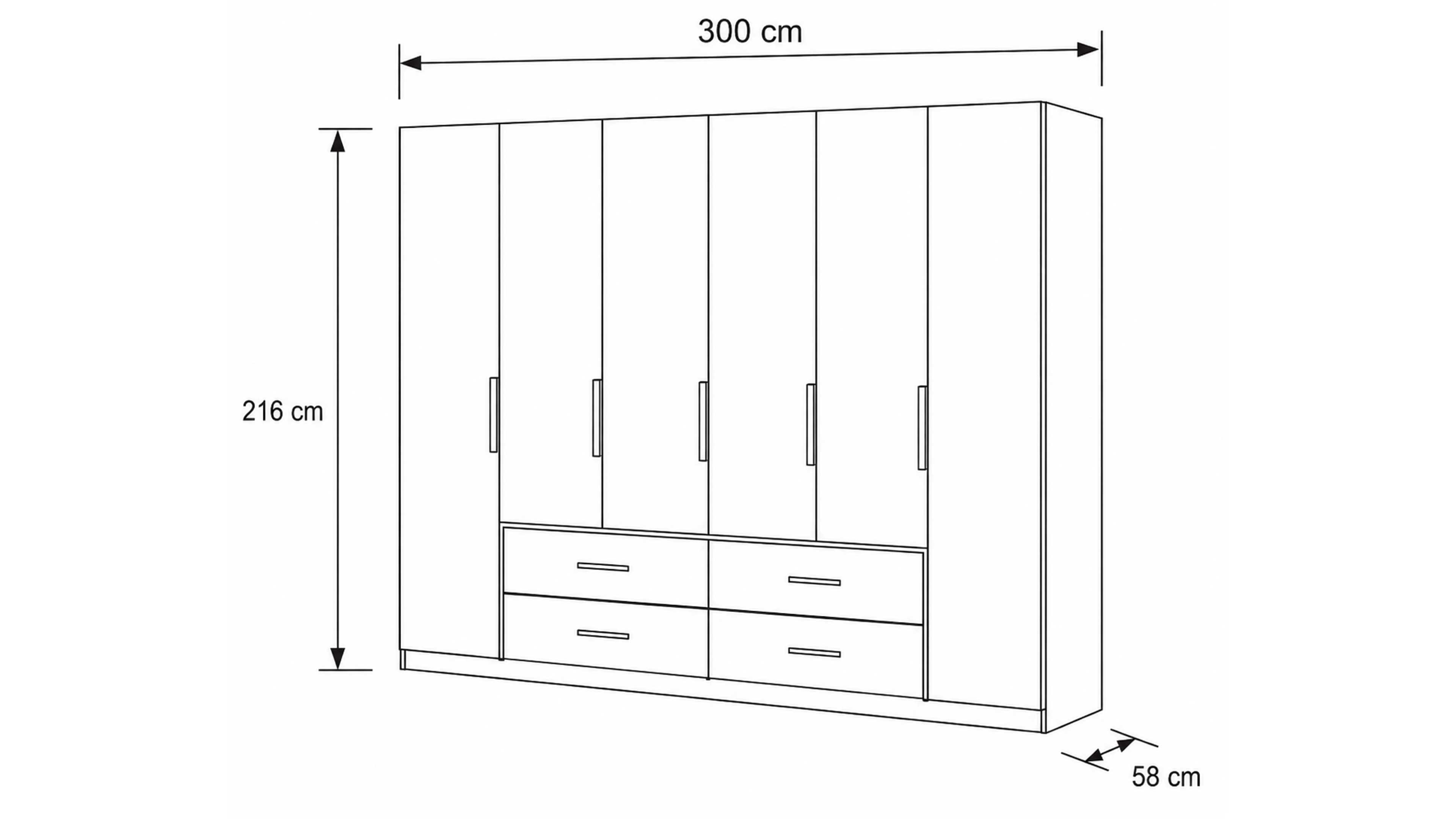 Drehtürenschrank mit Glasfronten in hellem Grau und Akzenten in Eiche-Nachbildung