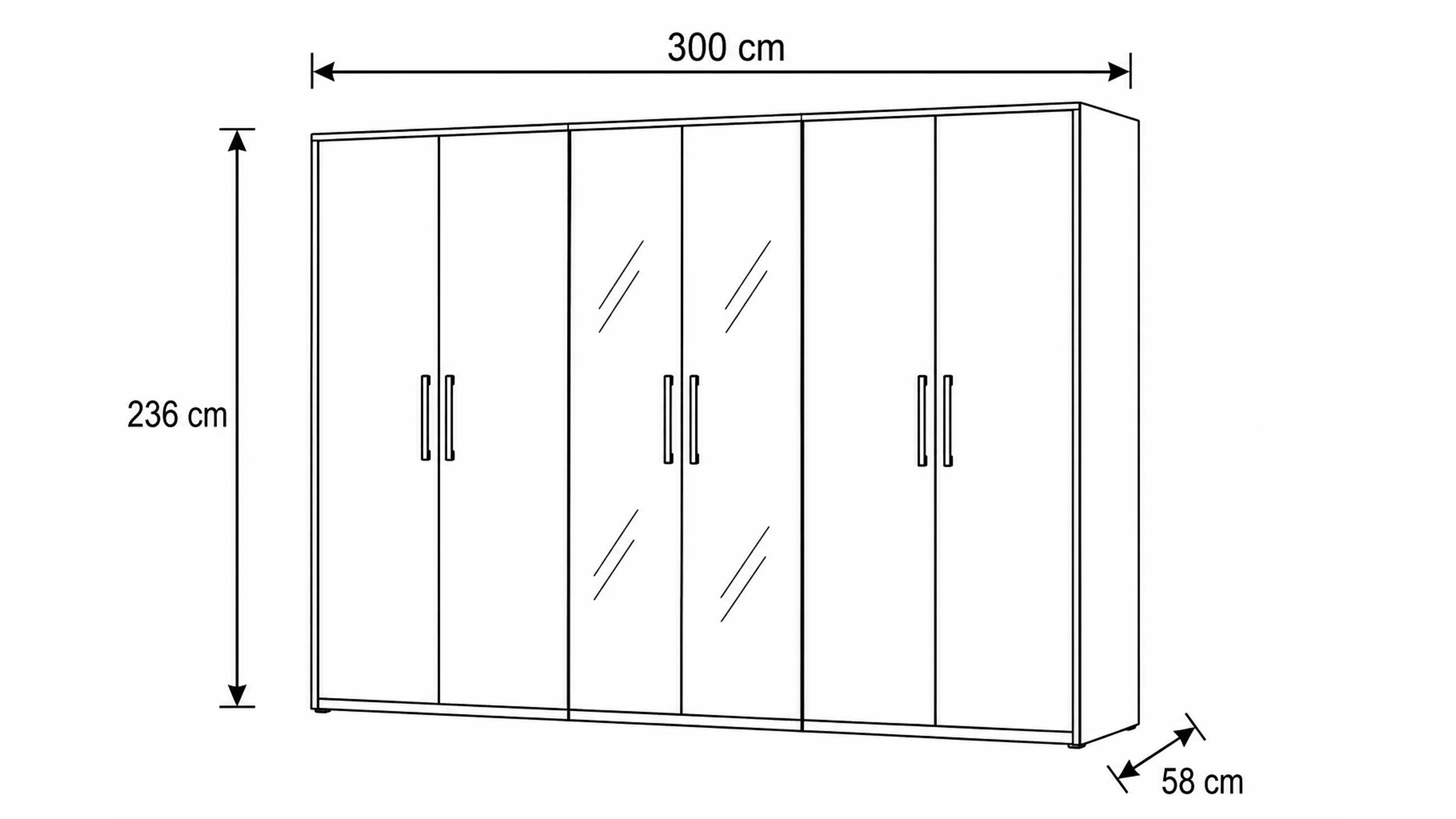 Eleganter Kleiderschrank mit Glasfronten in zwei Grautönen