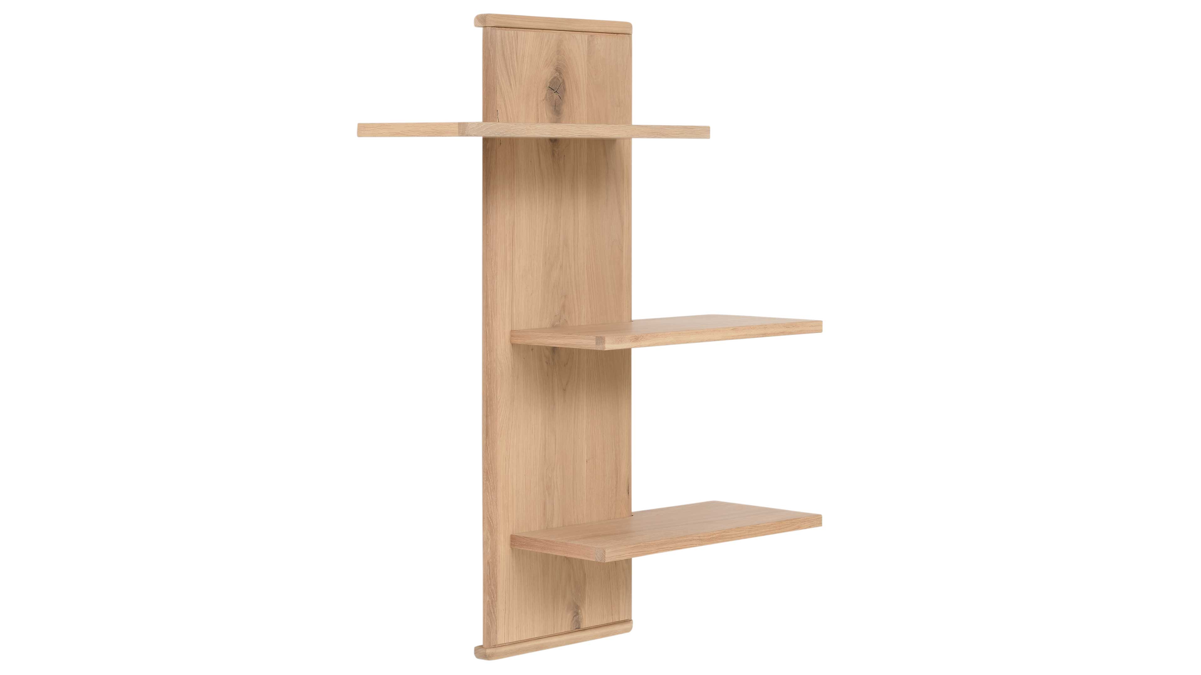 Wohnlösung mit Highboard, TV-Unterteil und Wandpaneel mit Eichefurnier und Schwarzglas