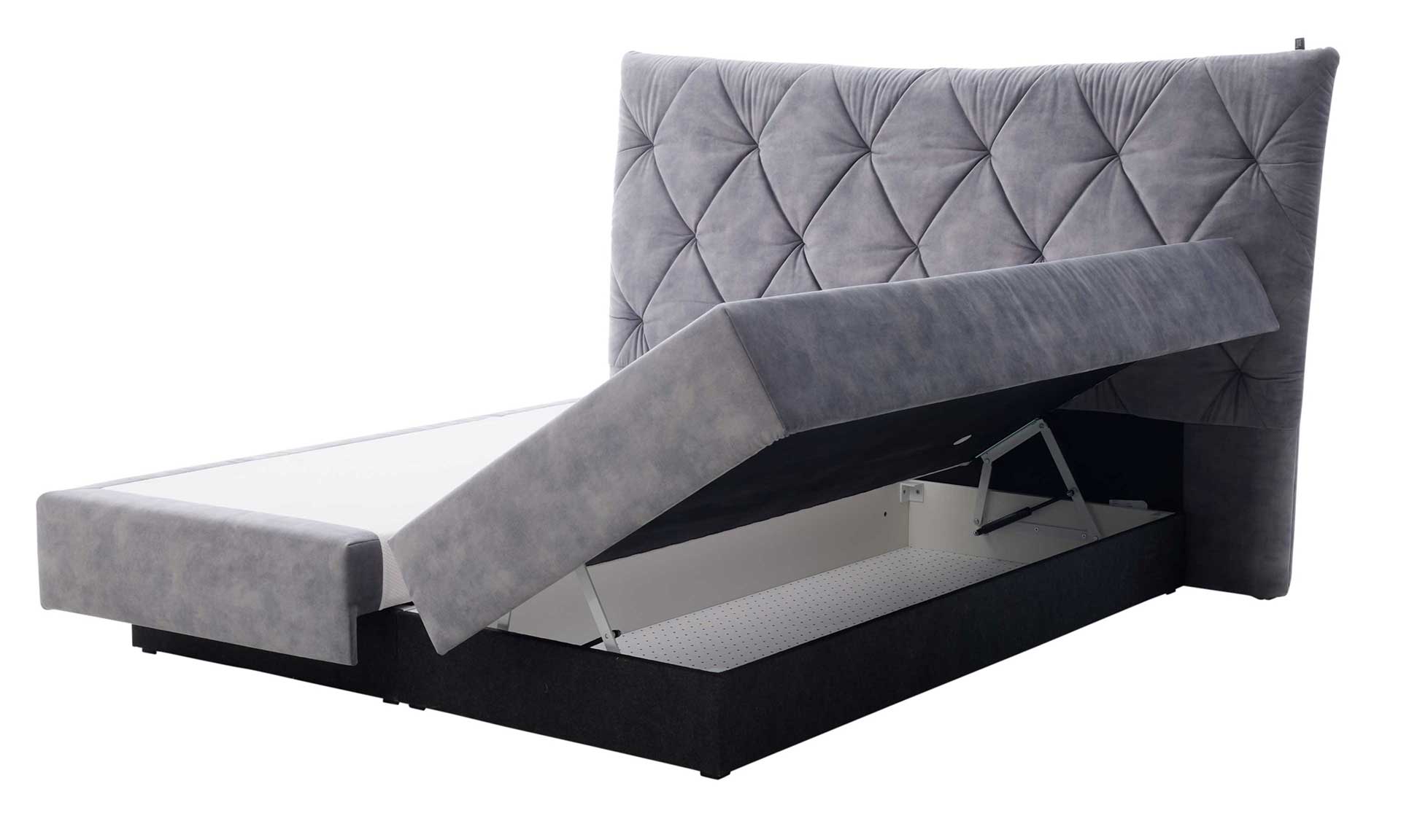 IL1420 Auri silver Boxspringbett Freisteller Detail Bettkasten rechts