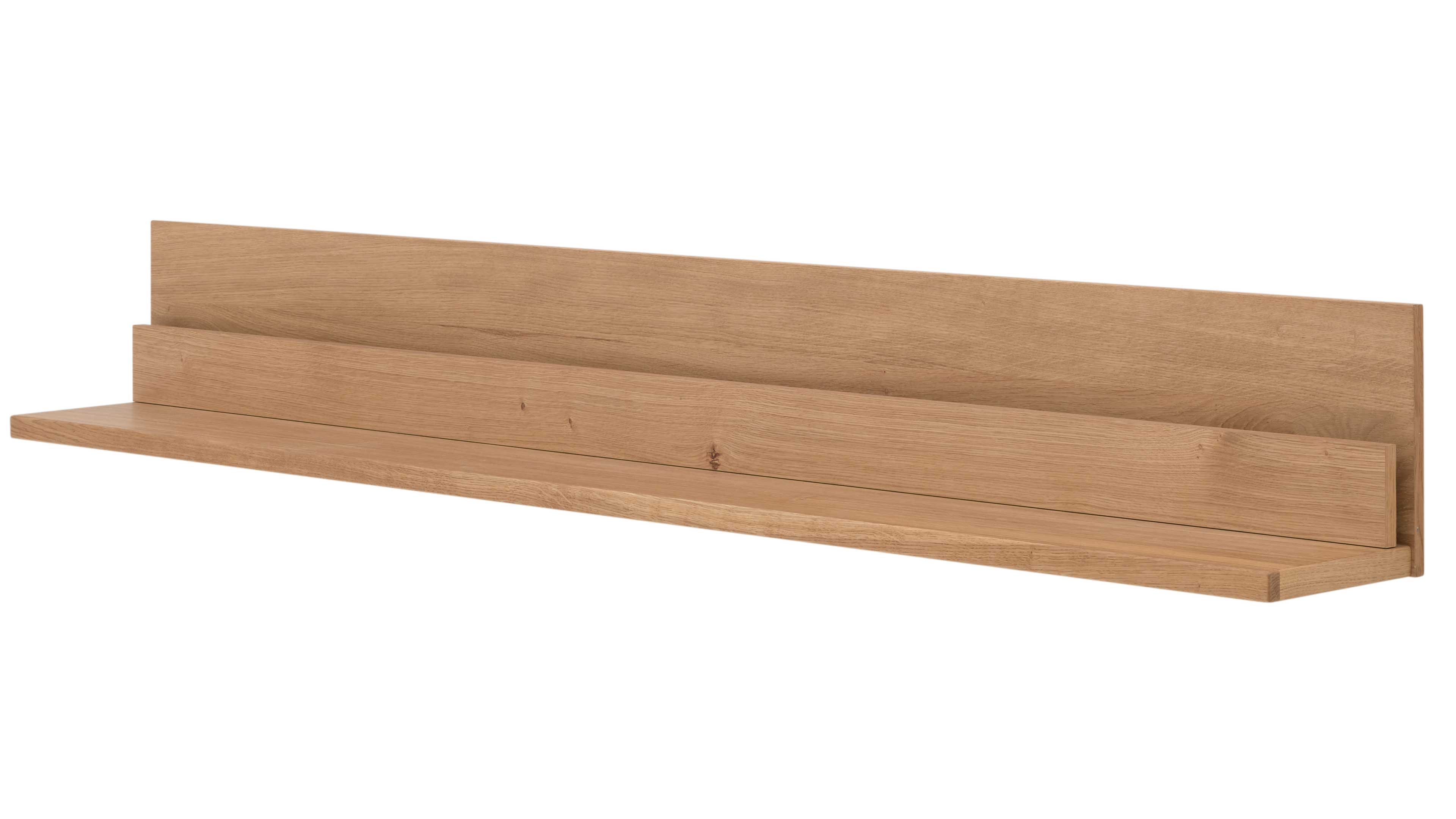Wohnkombination aus TV-Board, Hängevitrine und Wandregal in Asteiche mit dunklen Glaseinsätzen