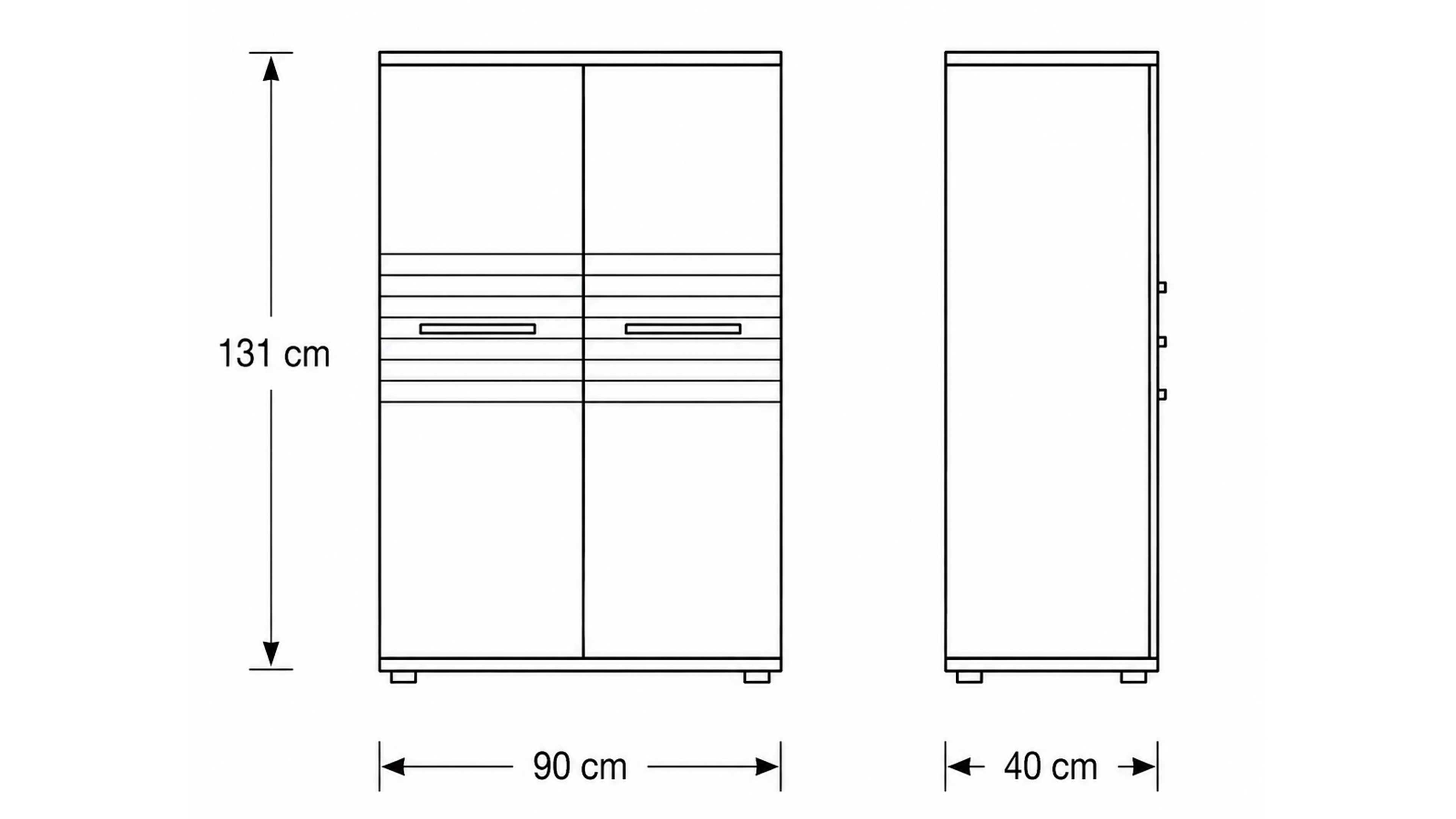 Wohnwand in Grau und Risseiche Dekor mit TV-Lowboard, Regal und Vitrinenschrank für modernen Stauraum