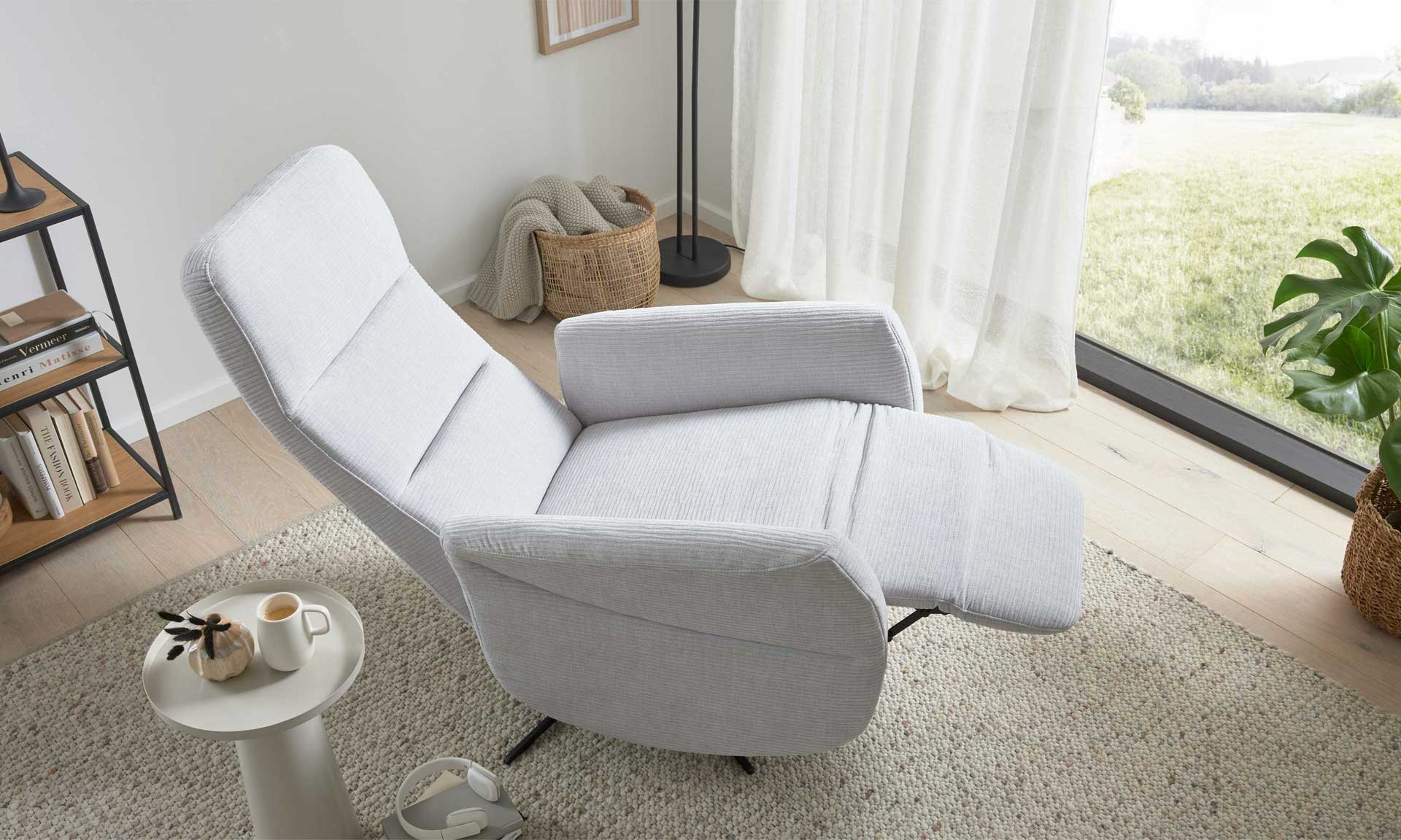 Relaxsessel in silbergrauer Cord-Optik