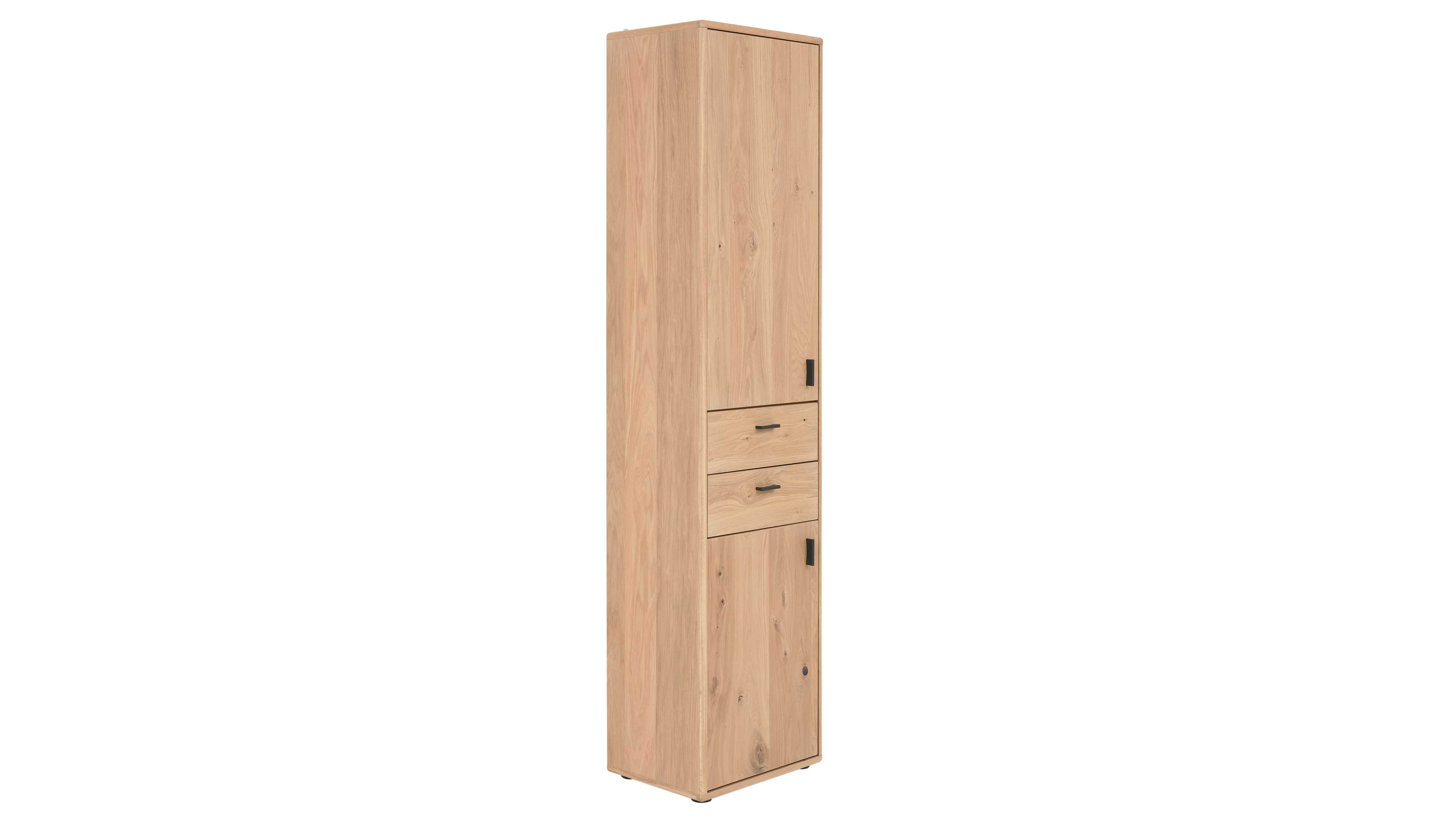 Stauraumschrank mit Eichefurnier, zwei Türen und zwei Schubladen