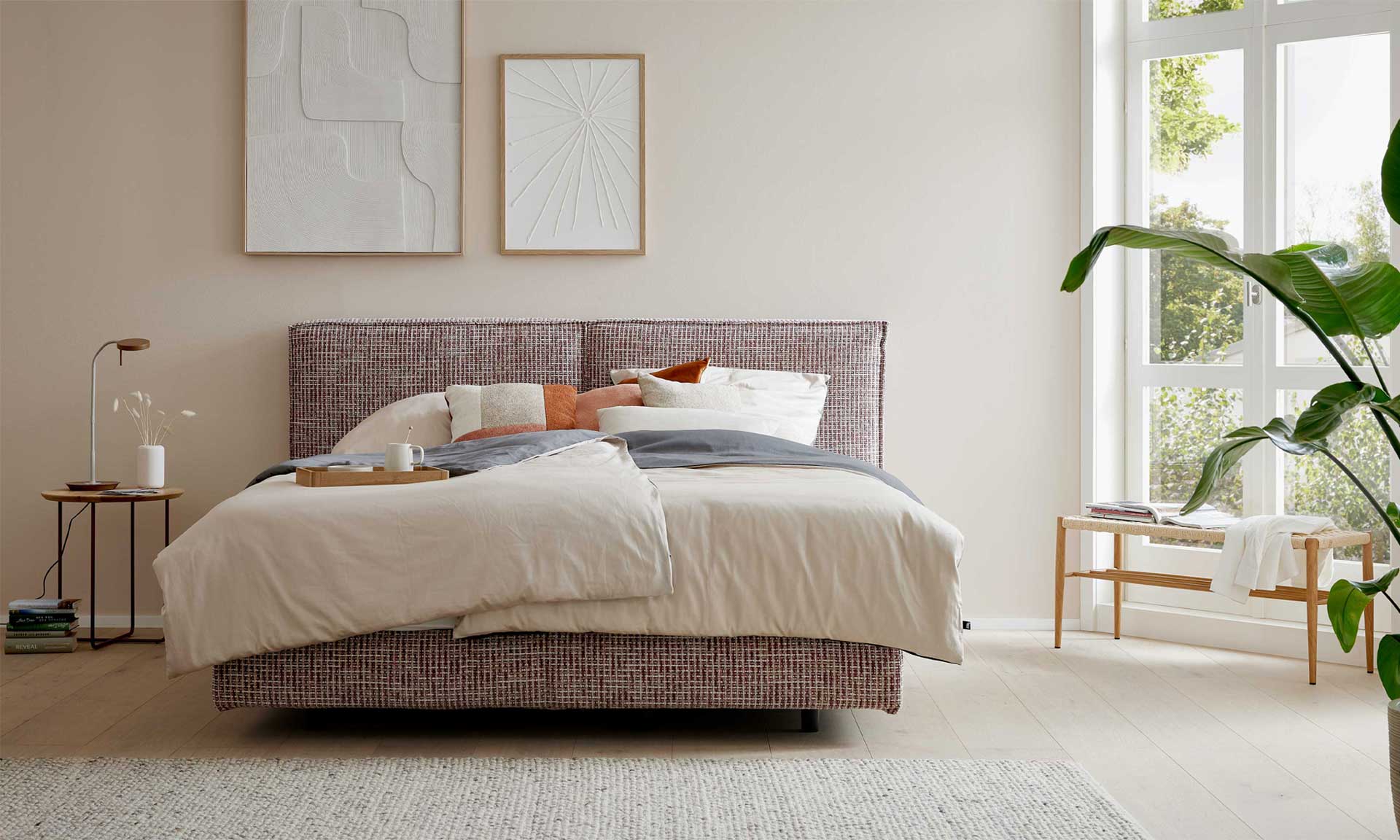 Boxspringbett in Magnolia, 180 x 200 cm