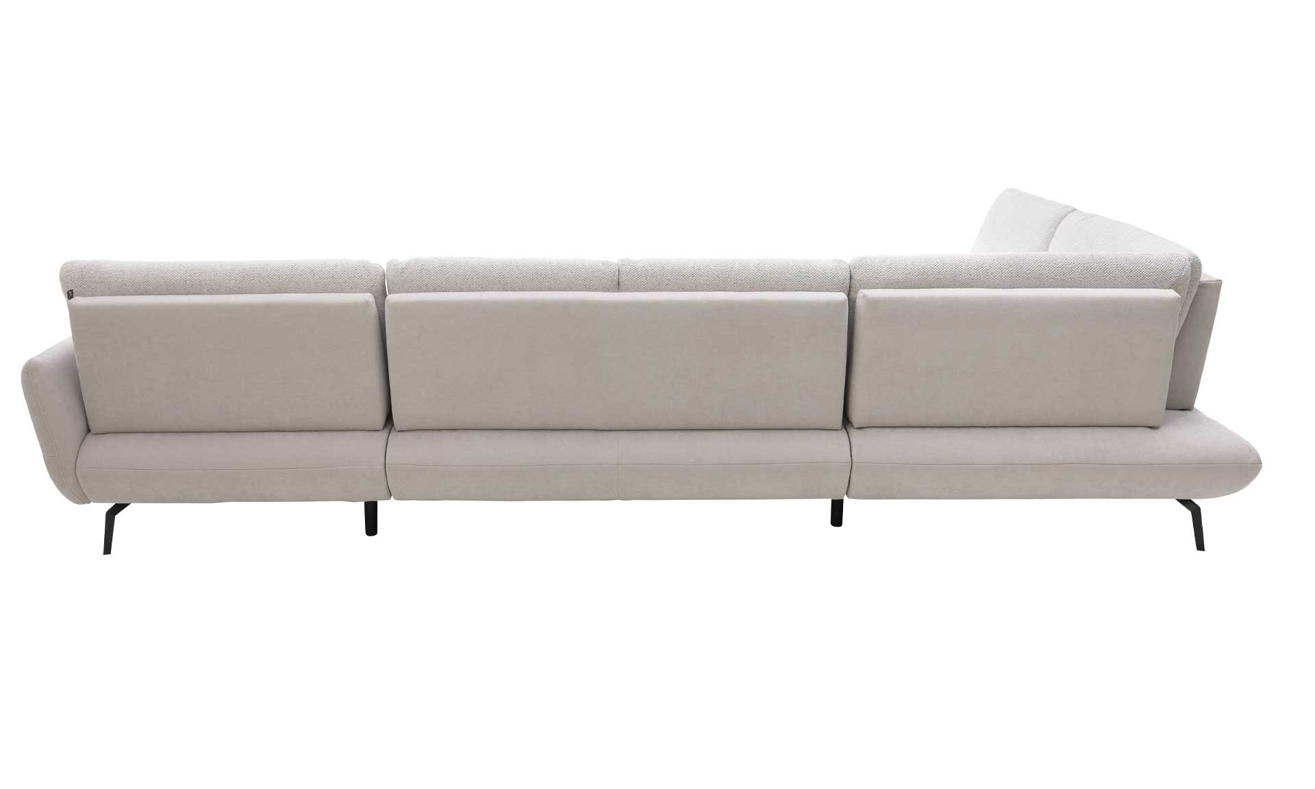 Wohnlandschaft in U-Form mit Stoffkombination in Ecru und Silber