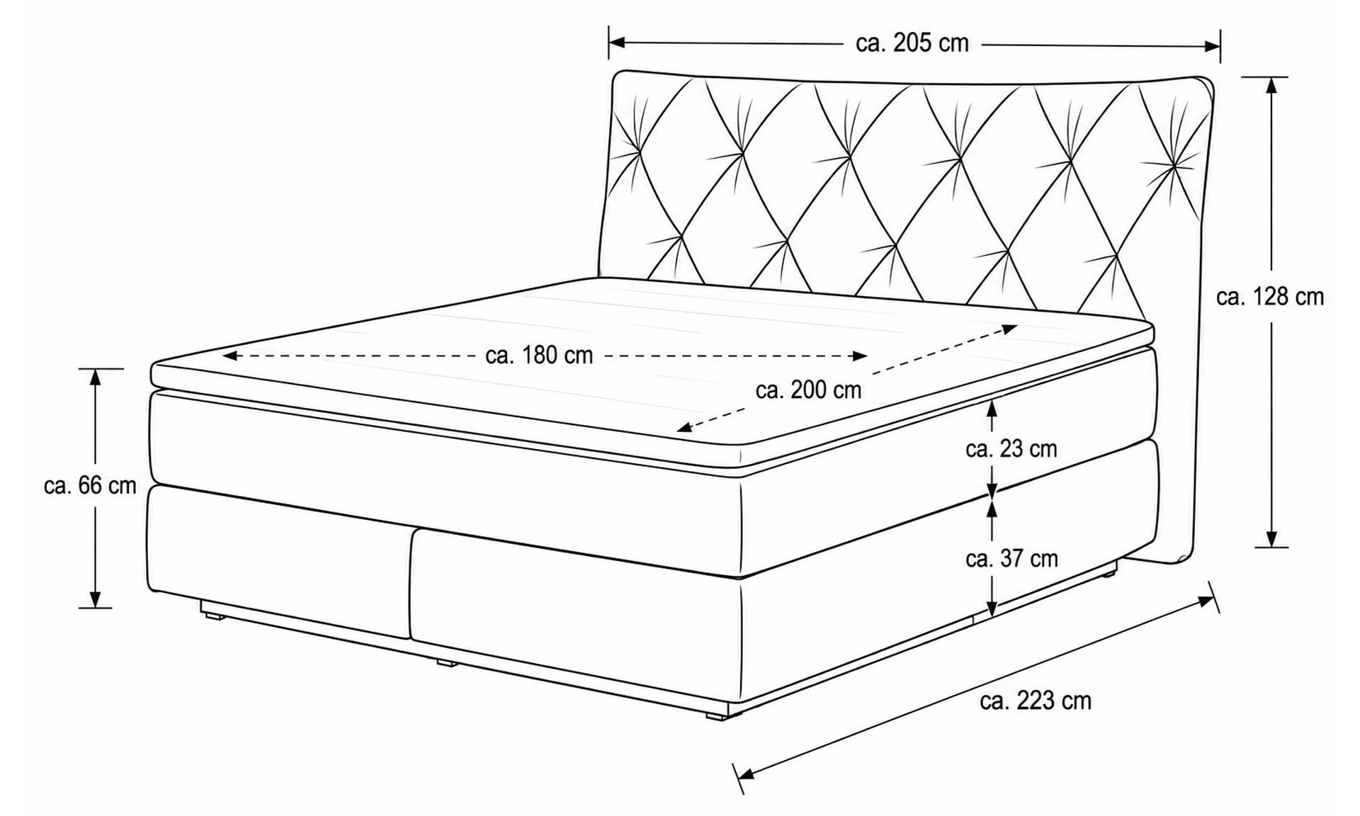 IL1420 Auri silver Boxspringbett Skizze