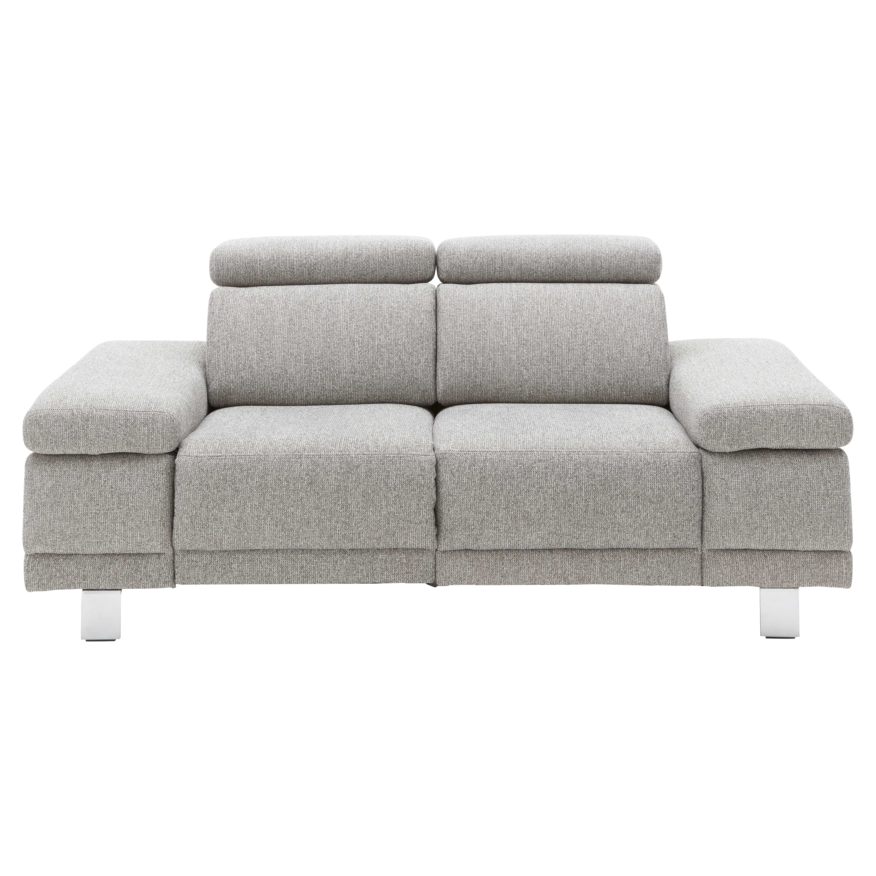 Stahlgraues Zweisitzer-Sofa mit glänzenden Metallfüßen
