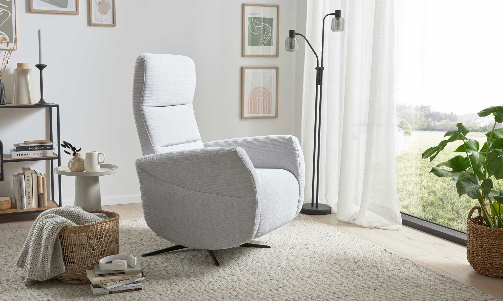 Relaxsessel in silbergrauer Cord-Optik