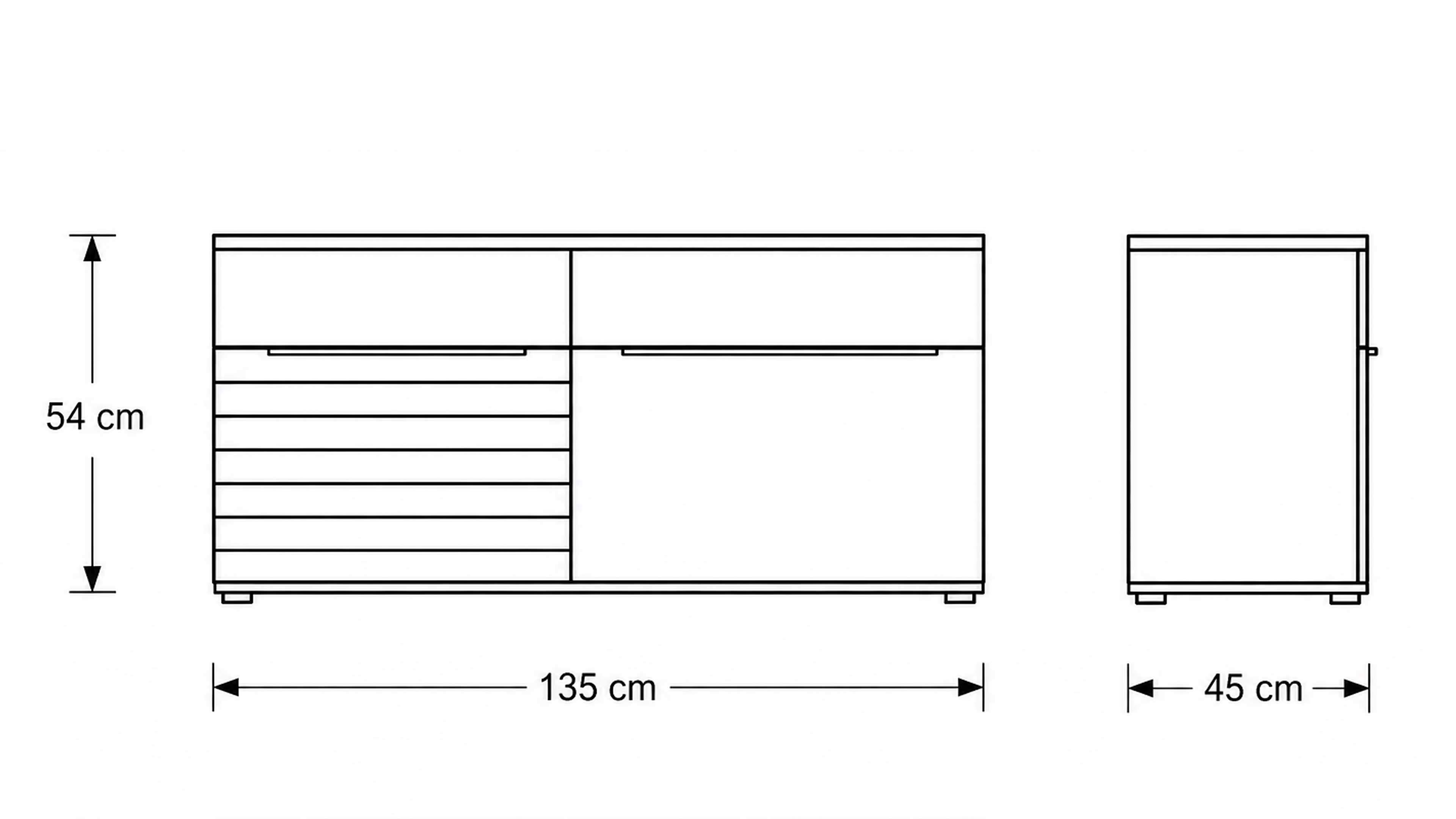 TV-Board, Vitrine und Highboard in Sandbeige & Risseiche Dekor