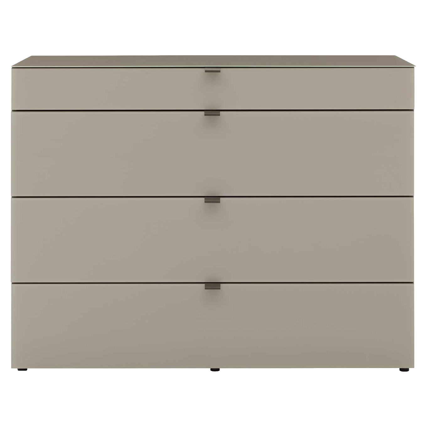 Schubladenkommode in Kieselgrau mit Glasfronten