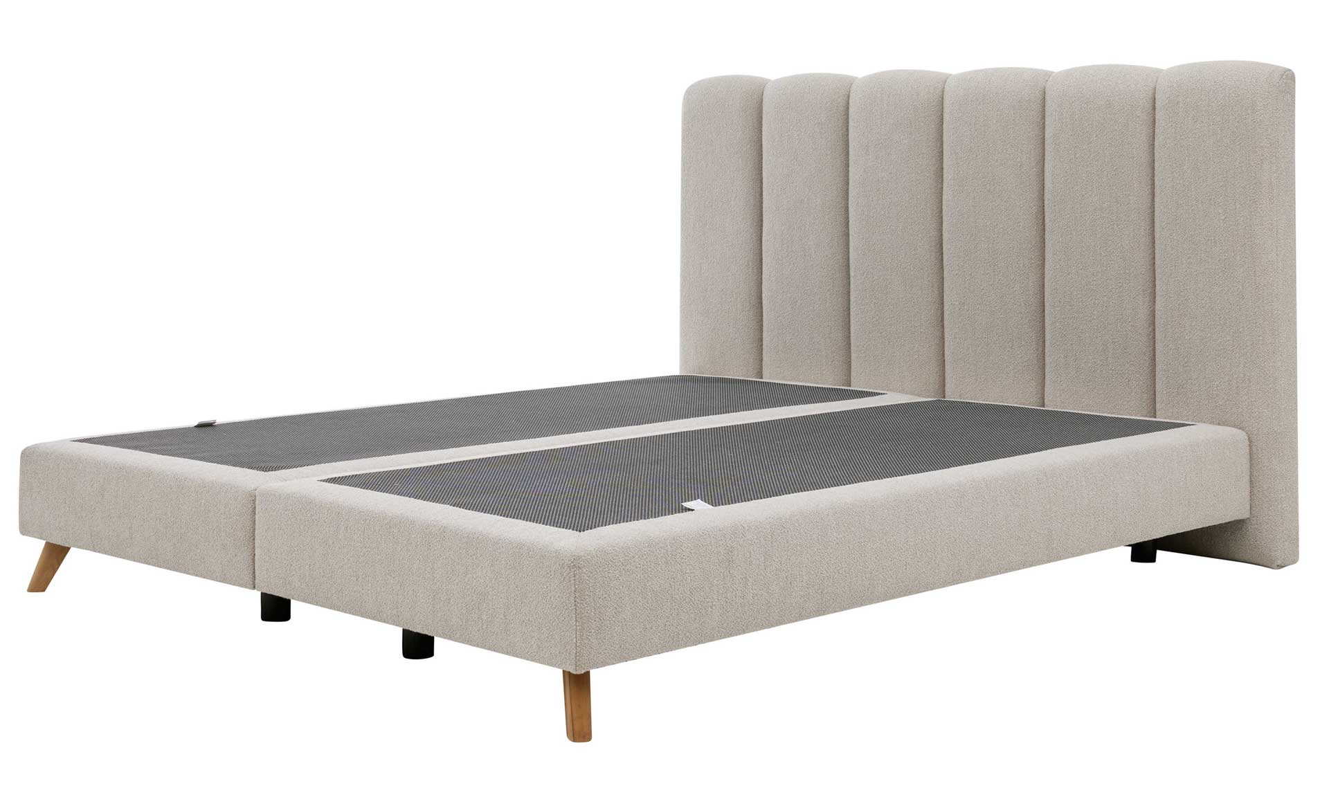 Boxspringbett in Natur, Matratze mit integriertem Topper