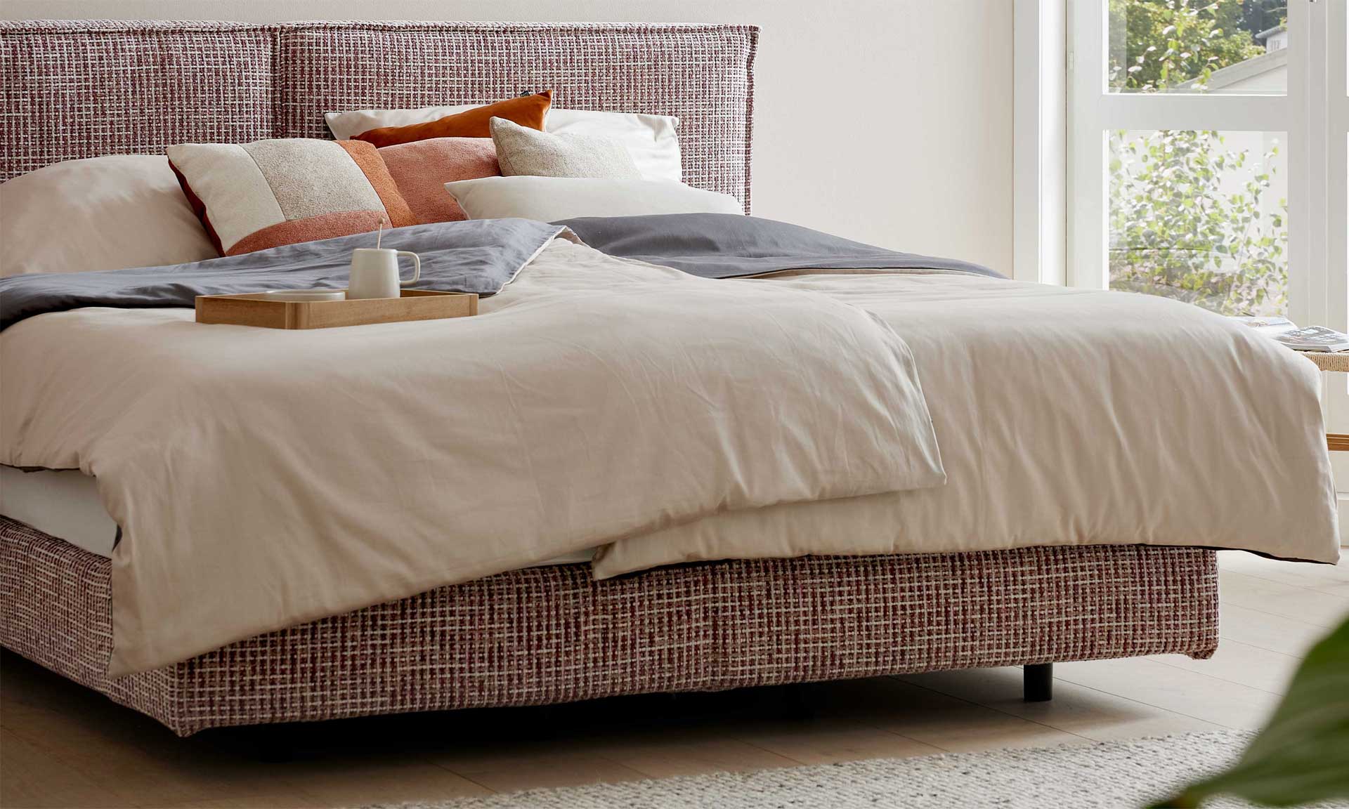 Boxspringbett in Magnolia, 180 x 200 cm