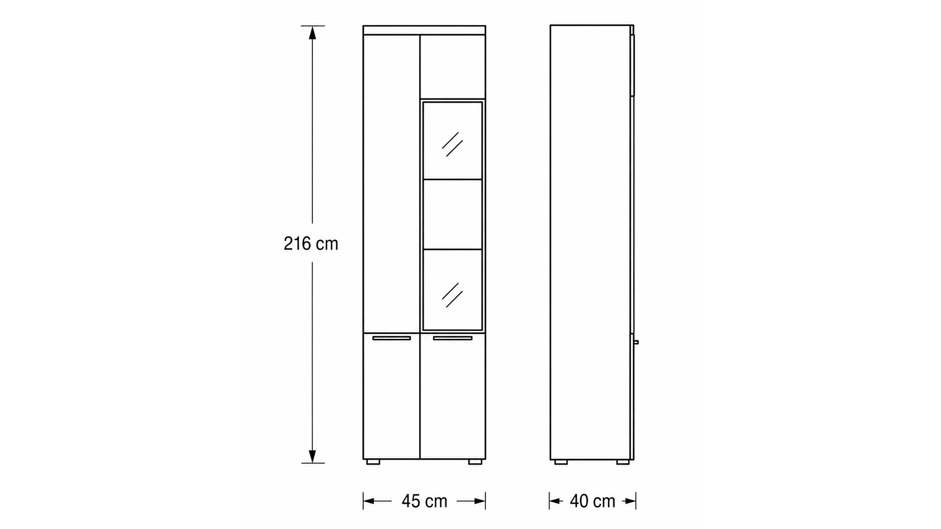 Wohnwand in Alteiche Dekor mit TV-Lowboard, Vitrine und Highboard für modernen Stauraum im Wohnzimmer