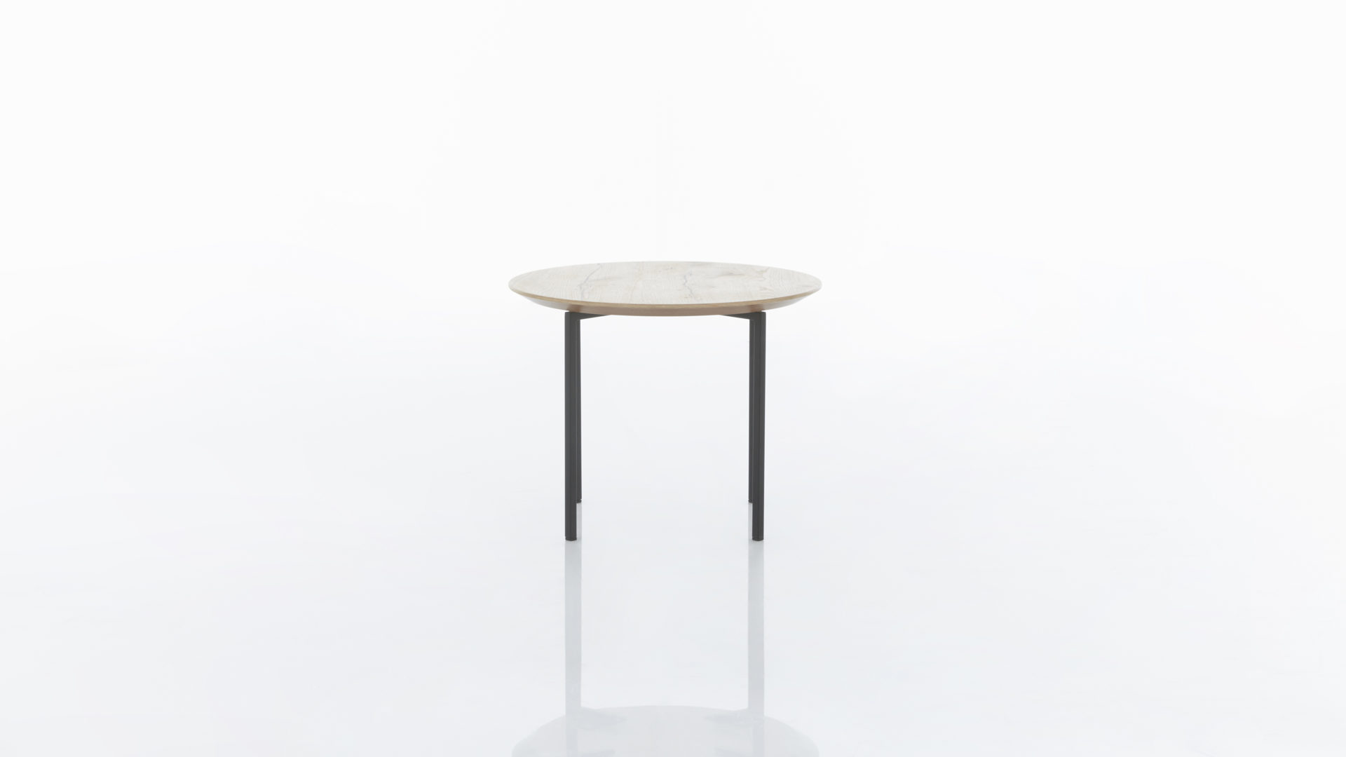 Couchtisch Venjakob | il aus Holz in Holzfarben Interliving Couchtisch Serie 6202 - Couchtisch helle Santana Eiche & mattschwarzes Metall – Durchmesser ca. 55 cm, Höhe ca. 35 cm