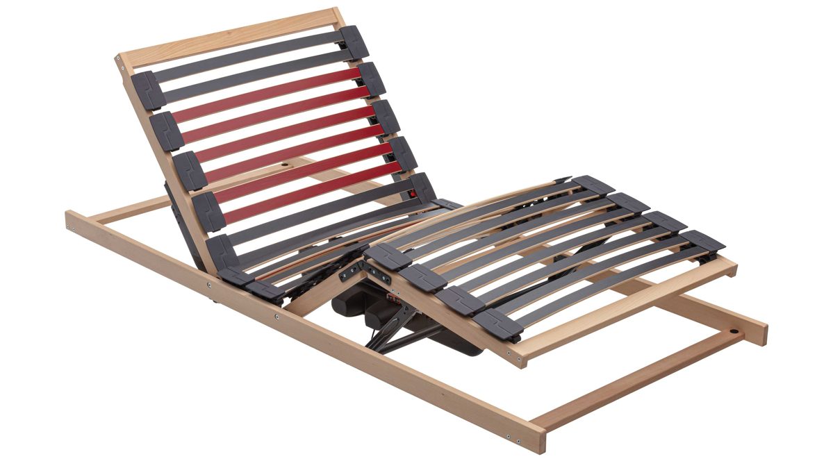 Lattenrost Interliving aus Holz in Holzfarben Interliving Lattenrahmen Medikontur 1952 - V6282 zweifach motorisch mit Handschalter – Liegefläche ca. 90 x 200 cm