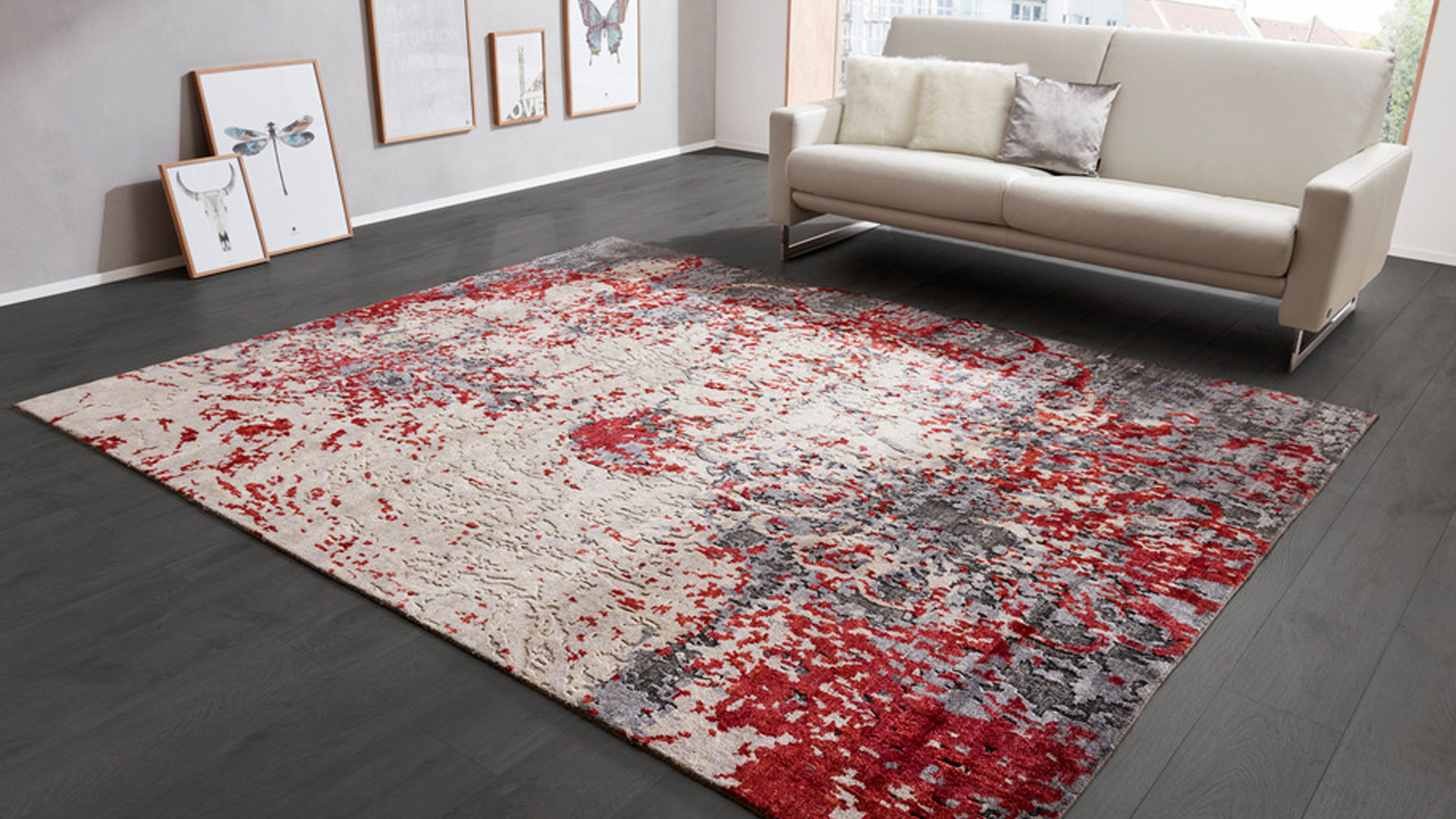 Designerteppich Talis | il aus Textil in Rot Interliving Teppich Serie E-8320 Rot-Grau gemustert – ca. 170 x 240 cm