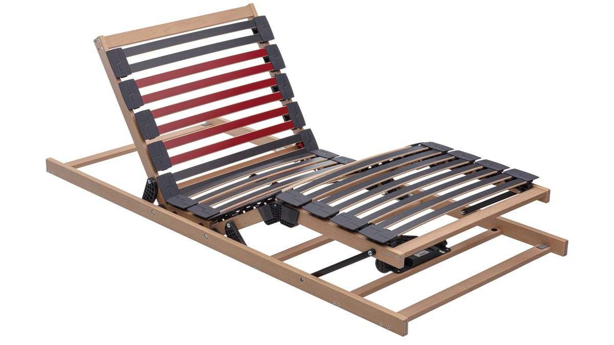 Lattenrost Interliving aus Holz in Holzfarben Interliving Lattenrahmen Medikontur 1952 - V6288 Smart zweifach motorisch mit Handschalter – Liegefläche ca. 90 x 200 cm