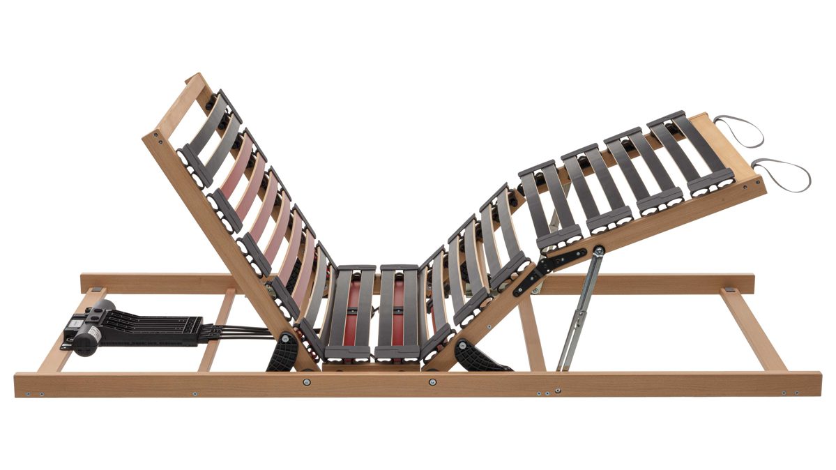 Lattenrost Interliving aus Holz in Holzfarben Interliving Lattenrahmen Medikontur 1952 - V6291 mit Bettkastenzugang zweifach motorisch mit Funk-Fernbedienung – Liegefläche ca. 90 x 200 cm