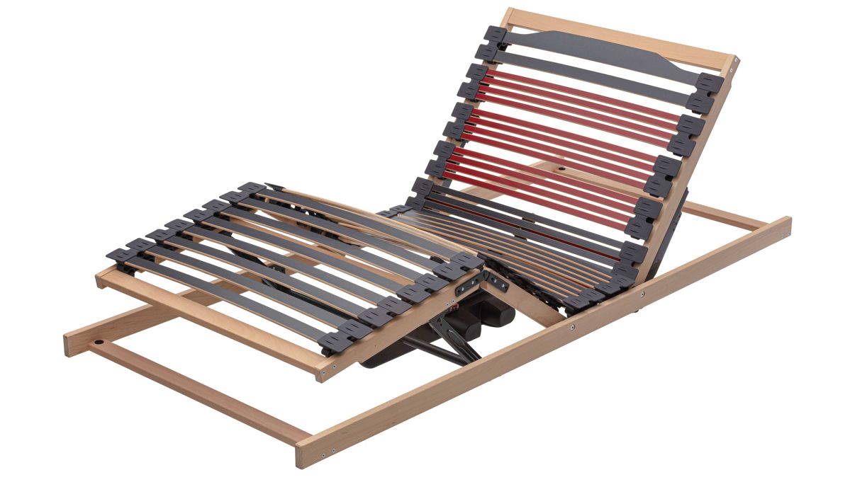Lattenrost Interliving aus Holz in Holzfarben Interliving Lattenrahmen Medikontur 1953 - V6382 zweifach motorisch mit Handschalter – Liegefläche ca. 90 x 200 cm