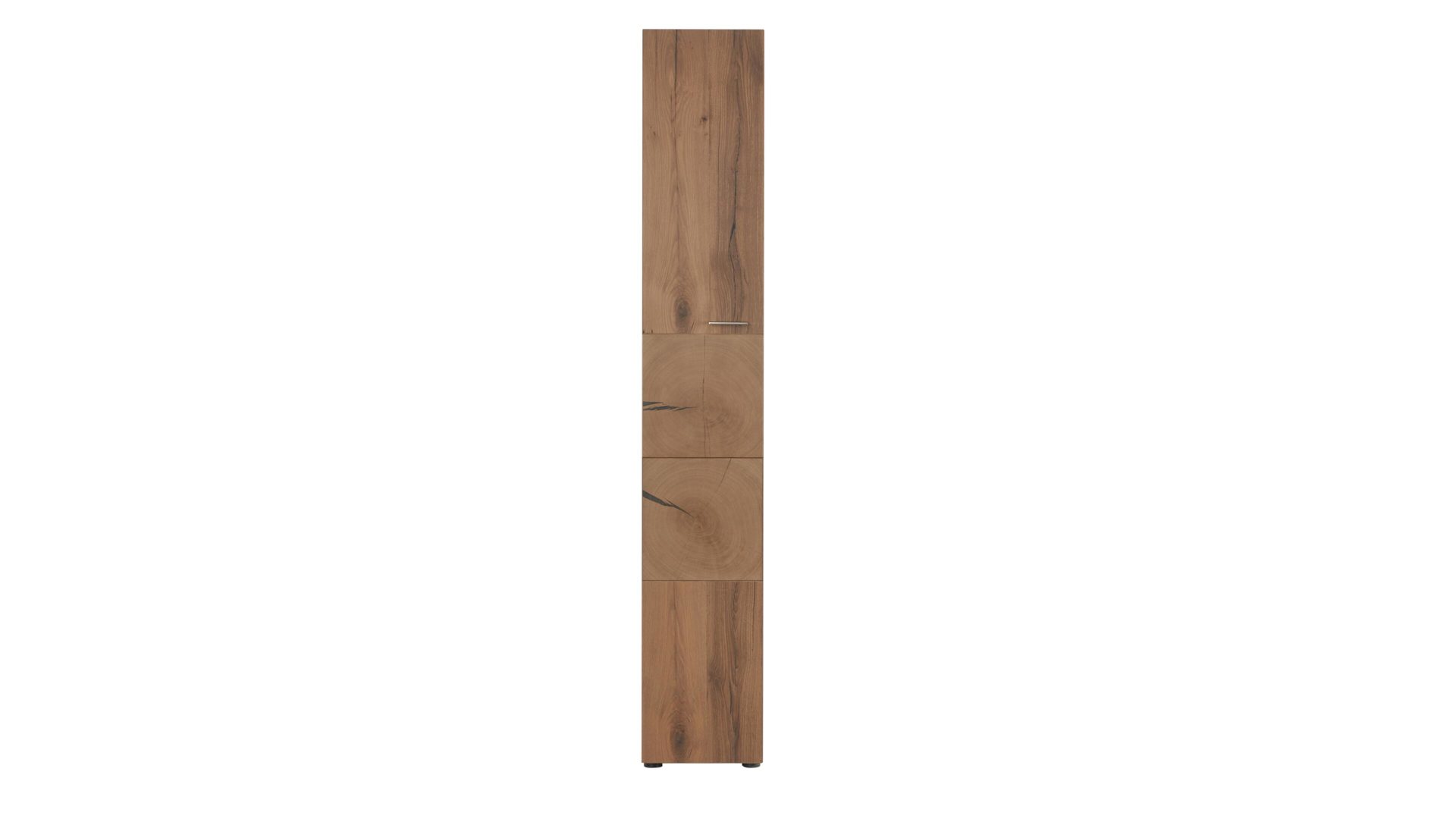 Einzelschrank Die hausmarke | il aus Holz in Holzfarben Interliving Wohnzimmer Serie 2102 – Stauraumschrank dunkles Asteiche-Furnier - eine Tür, Höhe ca. 213 cm