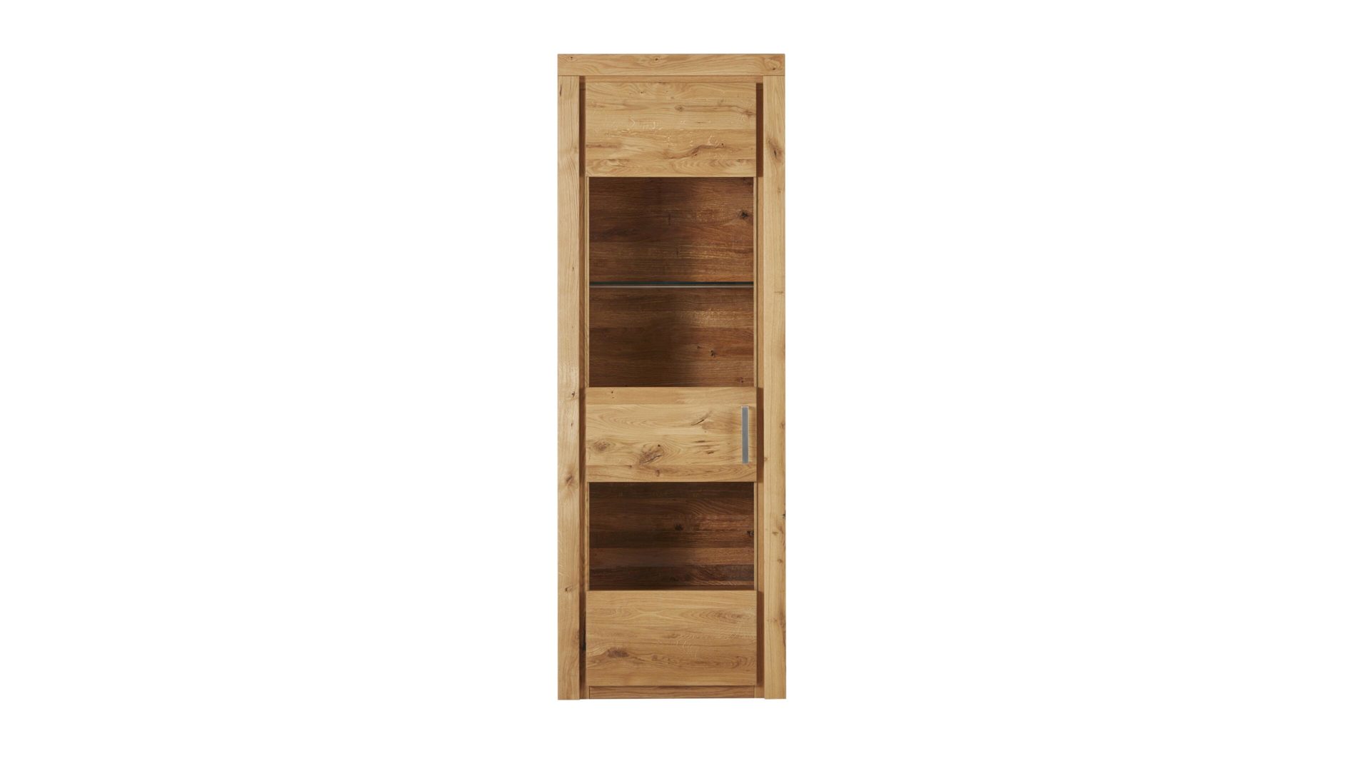 Vitrine Decker | il aus Holz in Holzfarben Interliving Wohnzimmer Serie 2003 – Vitrine geölte Asteiche – eine Tür, links