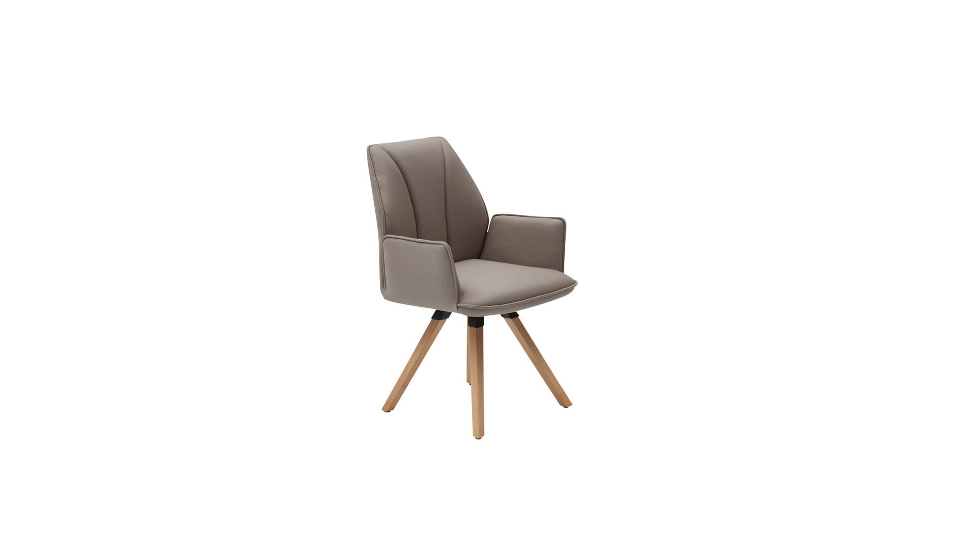 Polsterstuhl Niehoff sitzmÖbel il aus Stoff in Beige Interliving Esszimmer Serie 5102 – Armlehn-Schalenstuhl mit Drehfunktion sandfarbene Mikrofaser Atlantis 914 & Kernbuchefüße