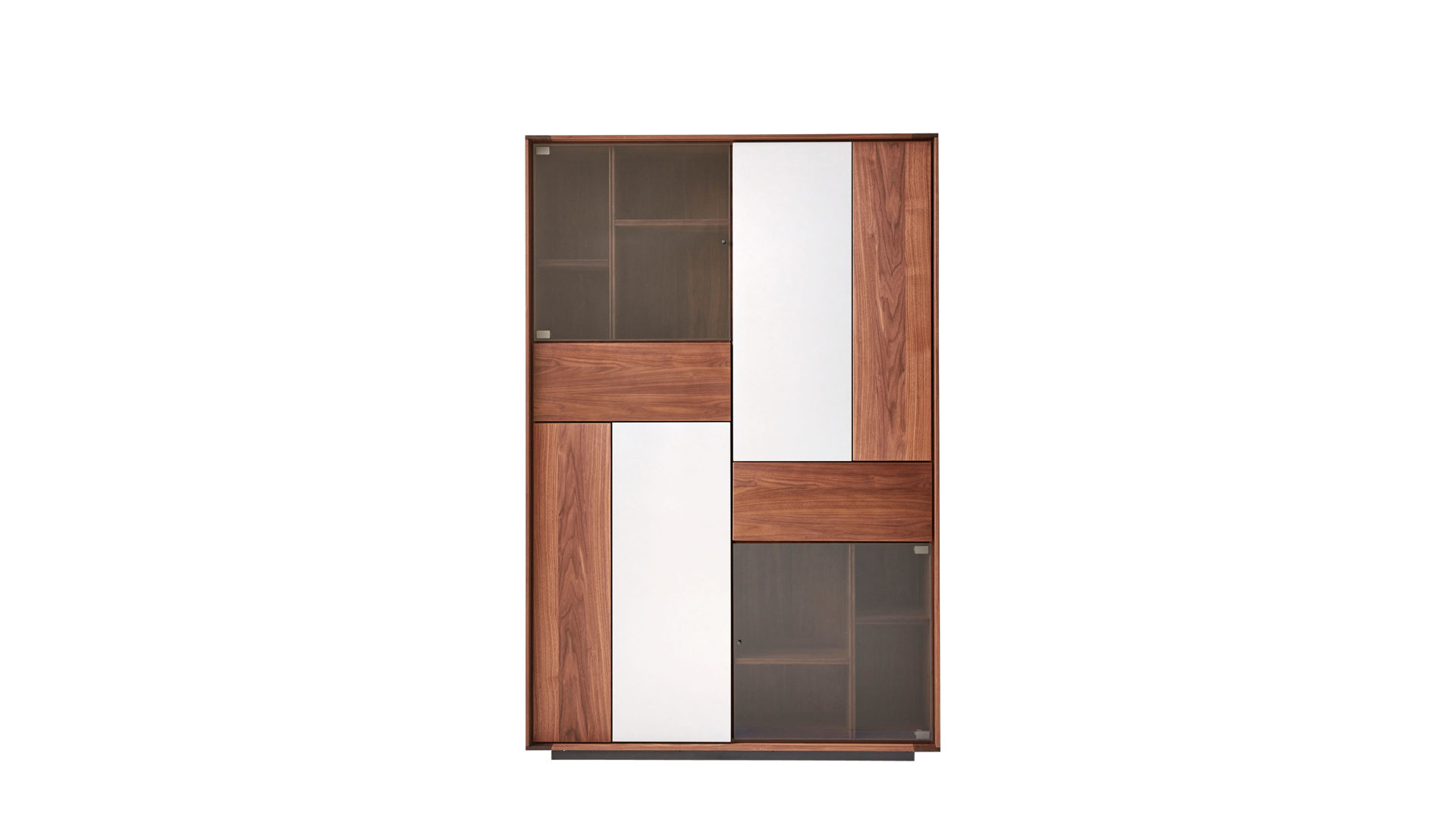 Vitrine Venjakob | il aus Holz in Weiß Interliving Esszimmer Serie 5602 – Vitrine Colorado Nussbaum & lichtgrauer Lack – vier Türen, zwei Schubladen