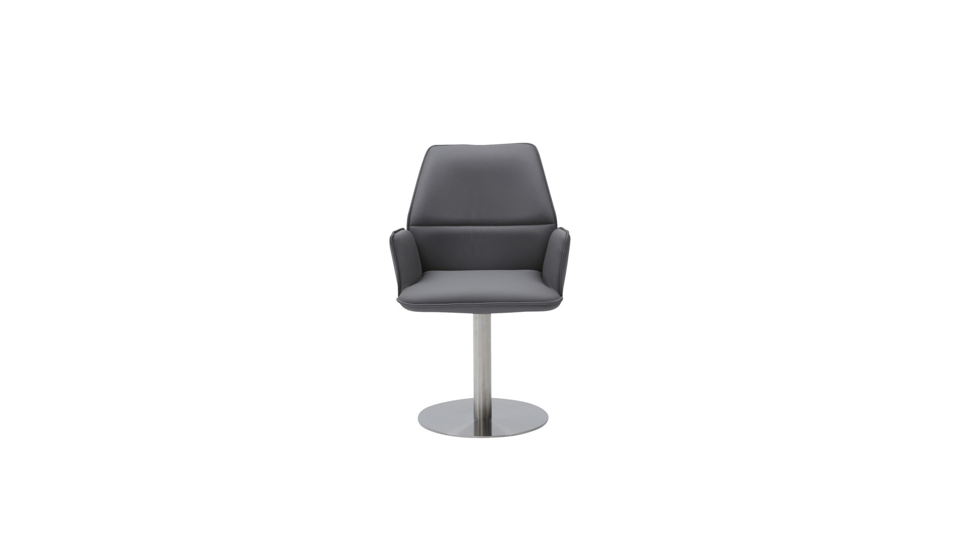 Polsterstuhl Niehoff sitzmöbel il aus Leder in Grau Interliving Esszimmer Serie 5102 – Schalenstuhl mit Drehfunktion schiefergraues Leder Napoli 998 & Edelstahlfuß