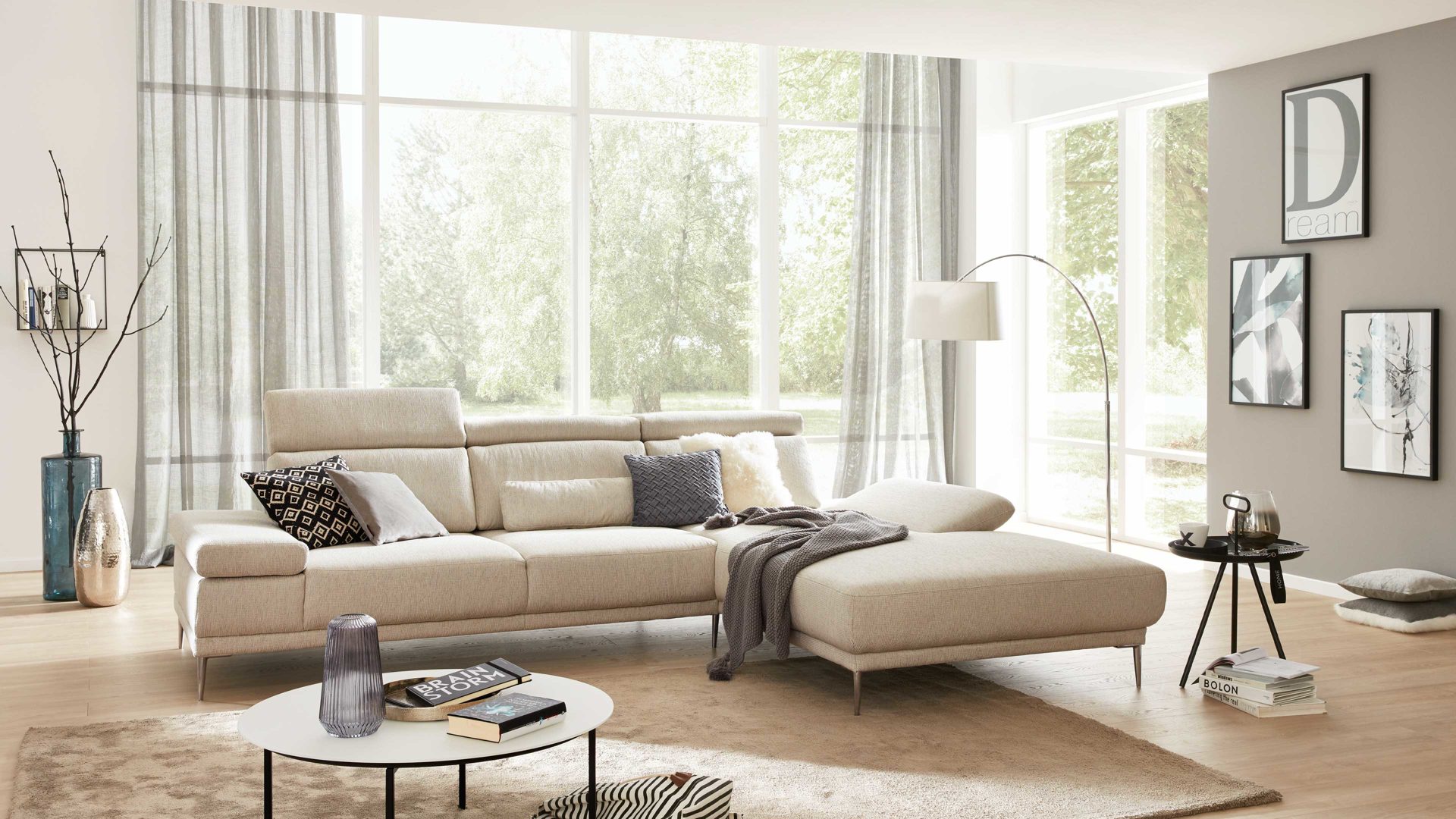 interliving sofa serie 4251 – ecksofa, cremefarbener bezug q2 hit