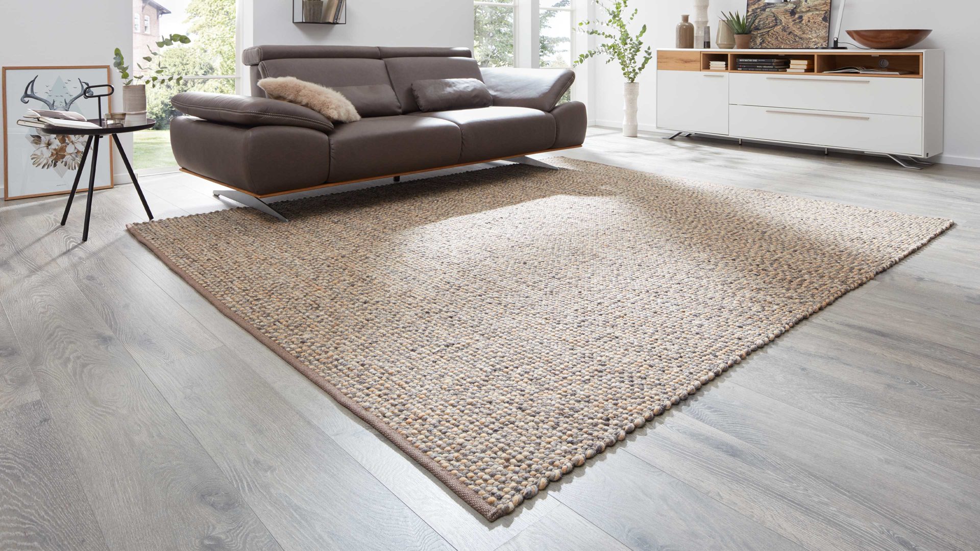 Handwebteppich Interliving aus Naturfaser in Hellbraun Interliving Teppich Serie B-8001 Sahara – ca. 200 x 290 cm