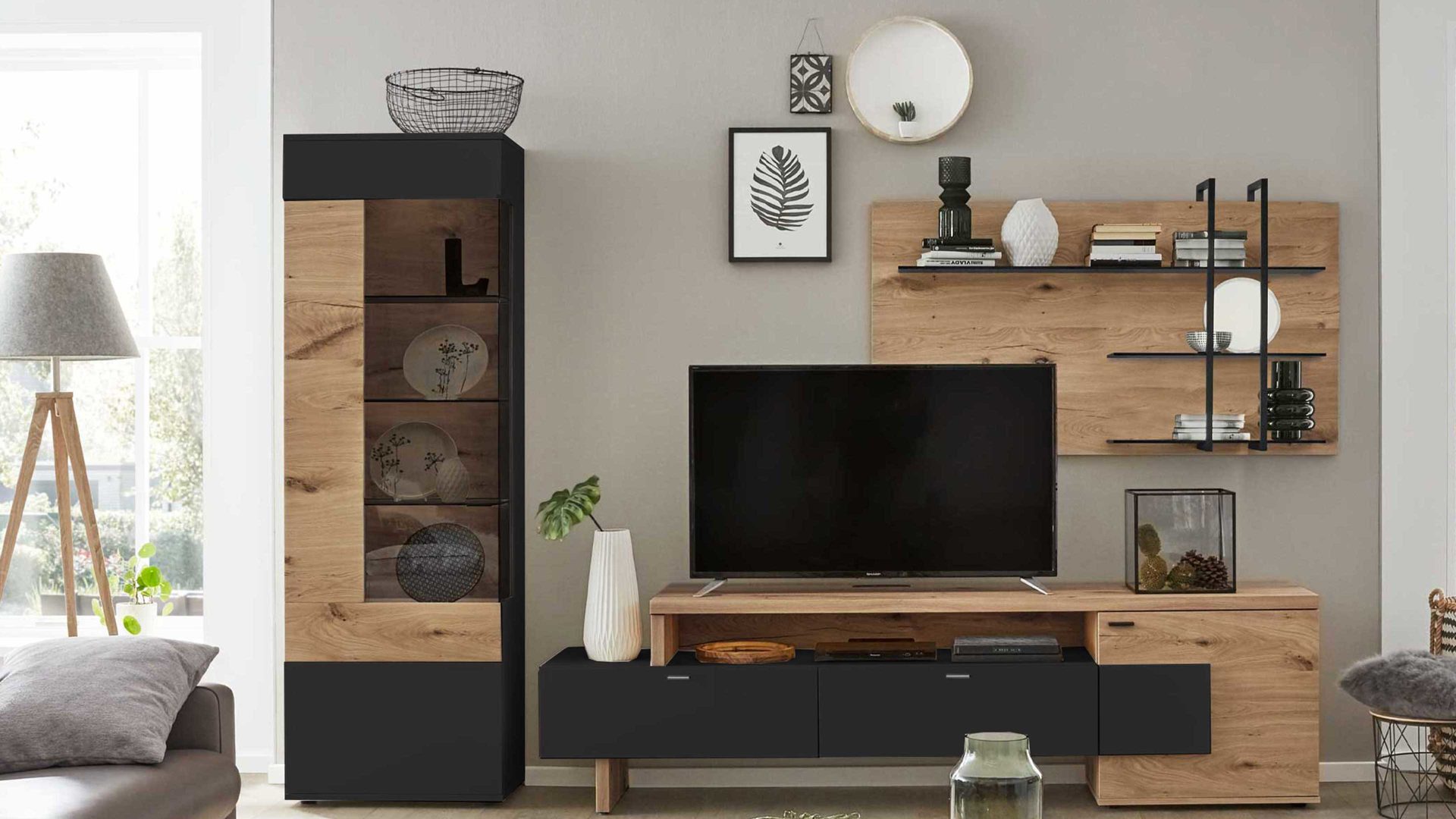 interliving wohnzimmer serie 2104 – vitrine z11-1, anthrazit