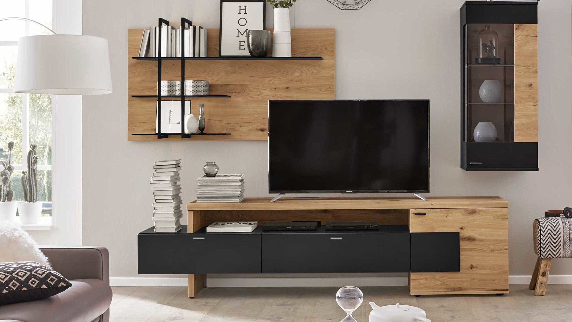 interliving wohnzimmer serie 2104 – lowboard tb6, anthrazit
