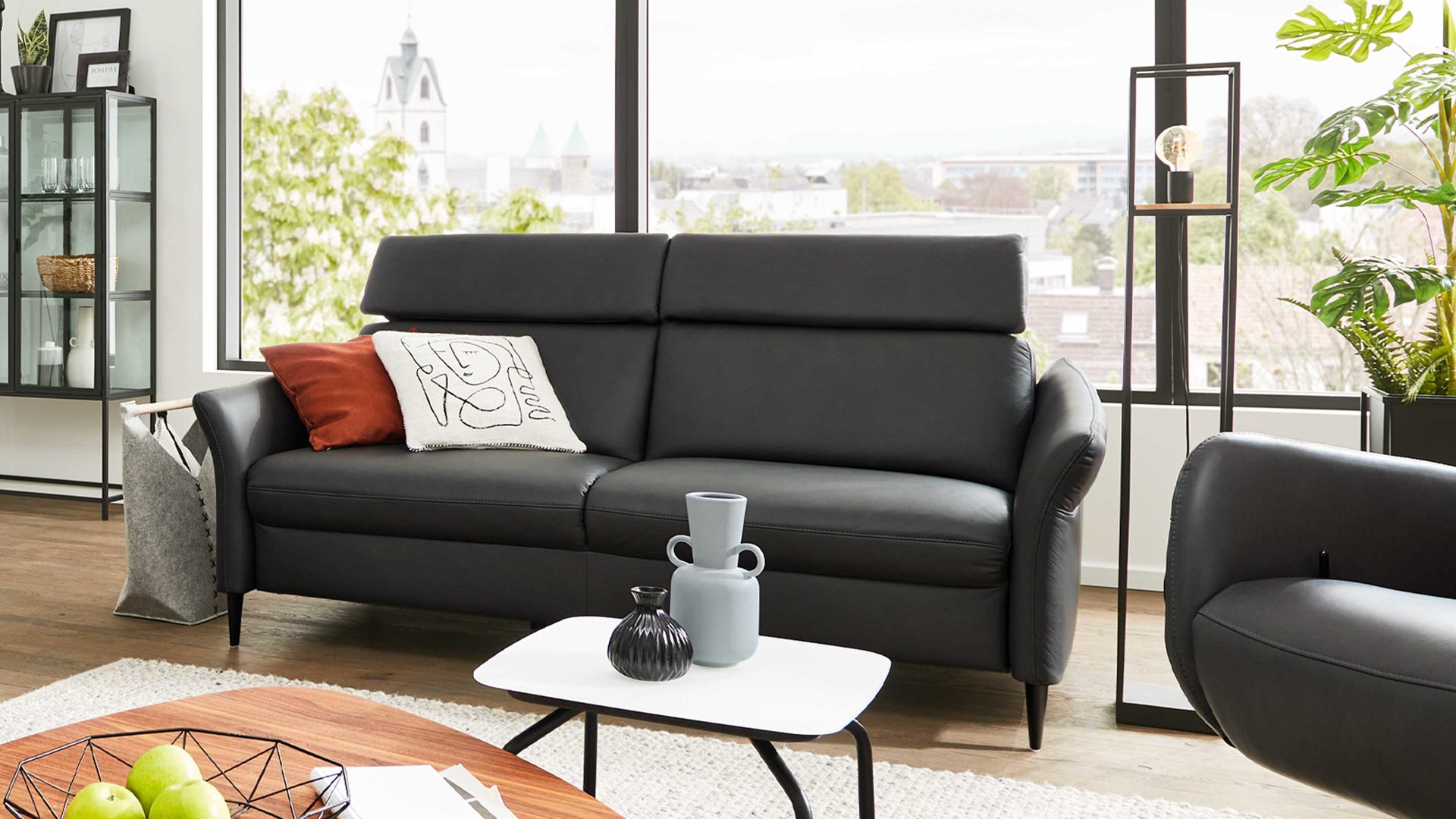 2,5-Sitzer Interliving aus Leder in Anthrazit Interliving Sofa Serie 4357 - 2,5-Sitzer 2,5KV anthrazitfarbenes Leder Torro - Breite ca. 168 cm